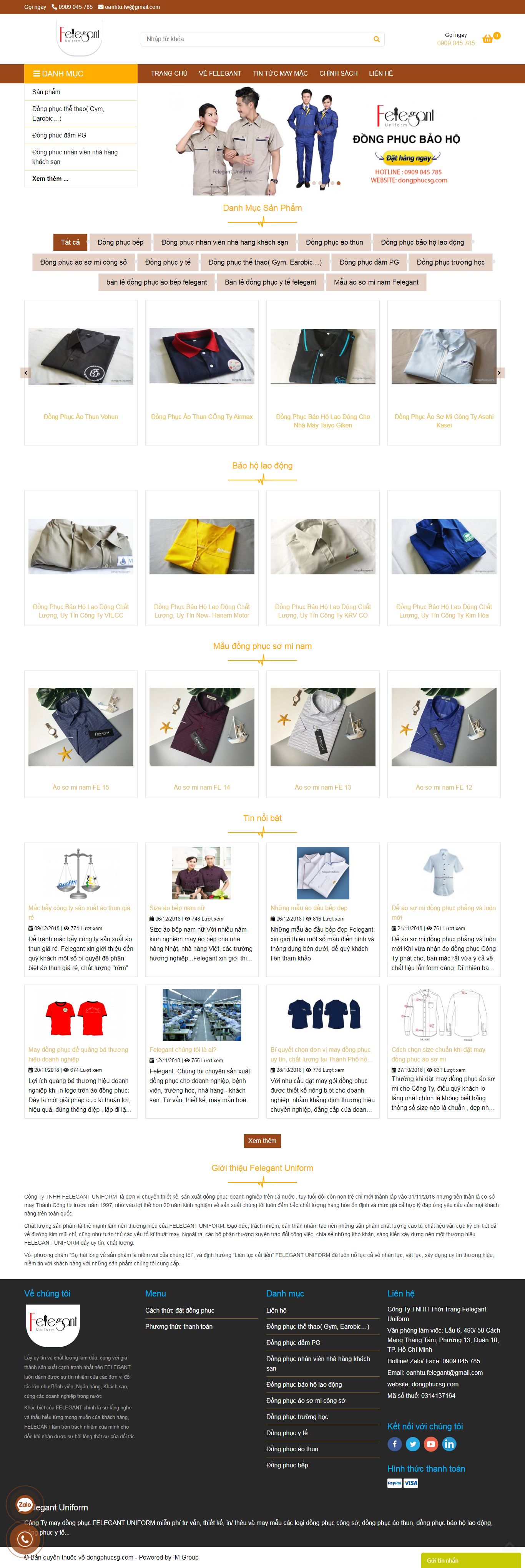 Thiết kế Website web dịch vụ may mặc - dongphucsgcom
