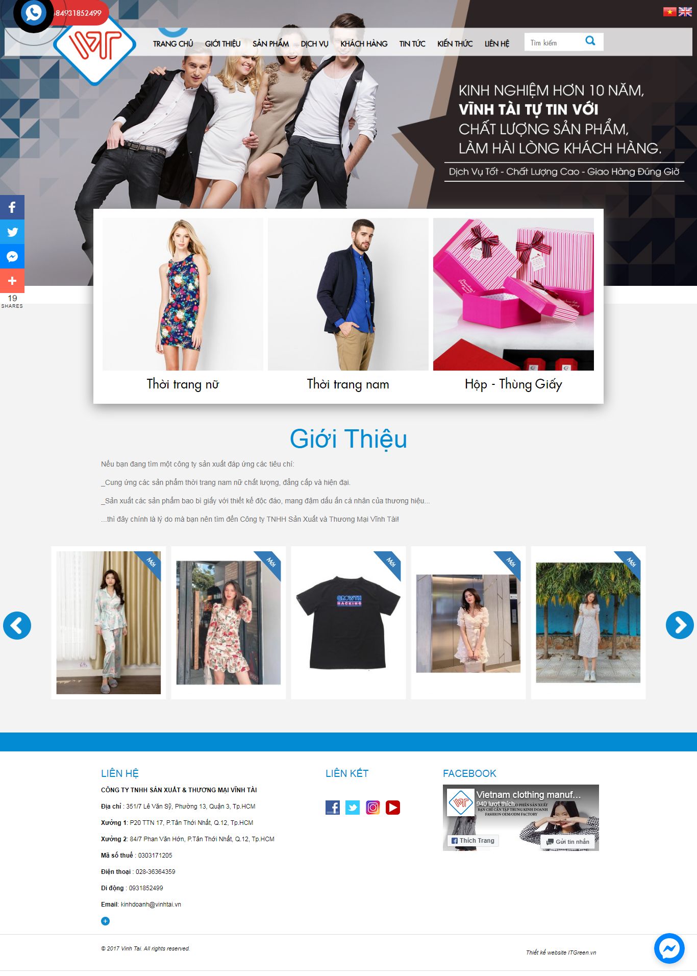 Thiết kế Website web dịch vụ may mặc - vinhtaivn