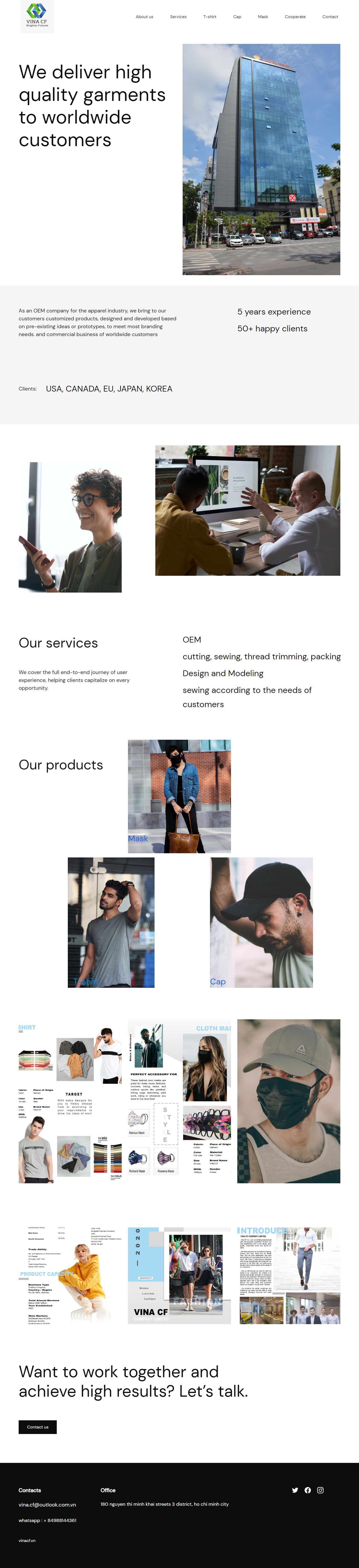 Thiết kế Website web dịch vụ may mặc - vinacfvn
