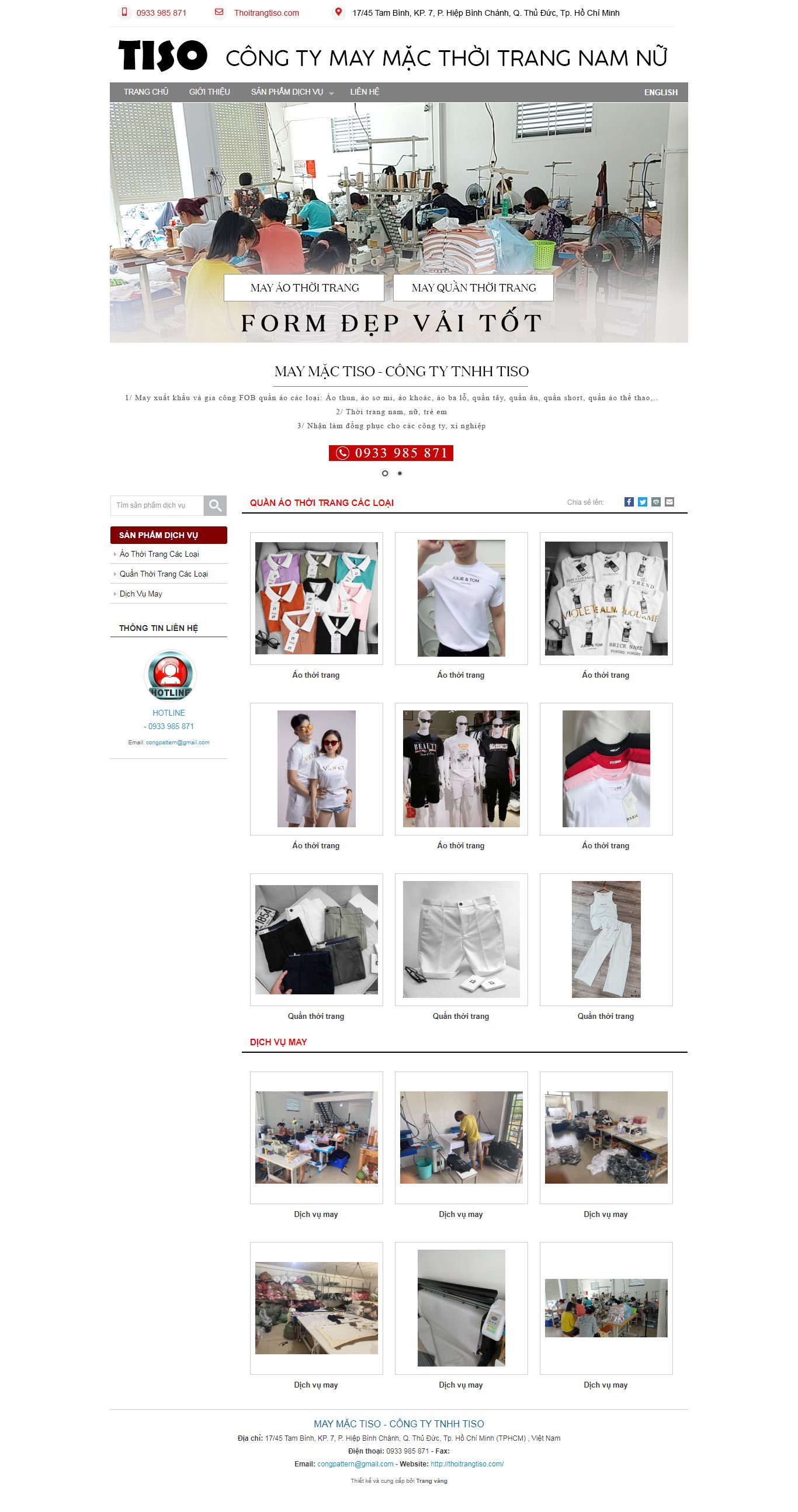 Thiết kế Website web dịch vụ may mặc - thoitrangtisocom