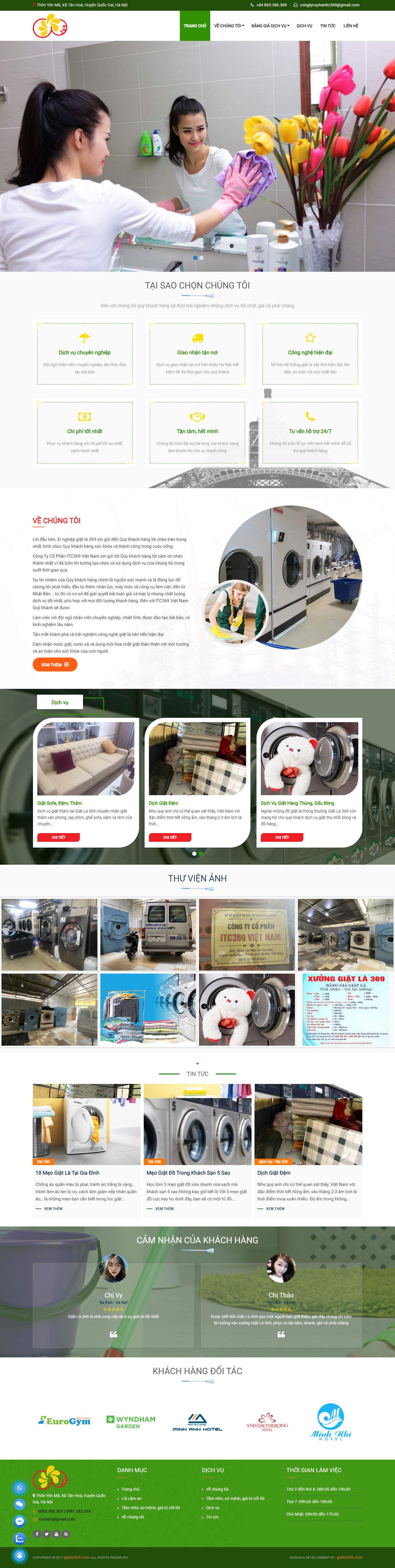 Thiết kế Website web dịch vụ giặt ủi - giatla369com