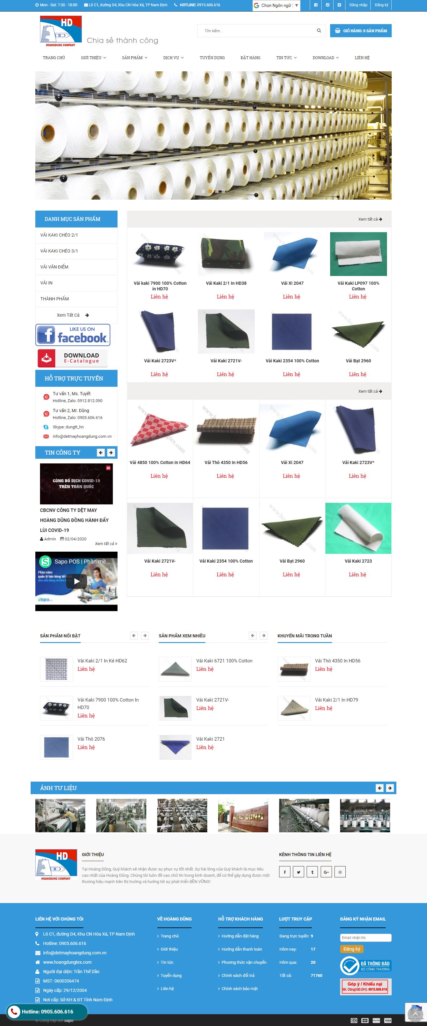 [vaithunbahung] Thiết kế Website web nhuộm công nghiệp - wwwdetmayhoangdungcomvn