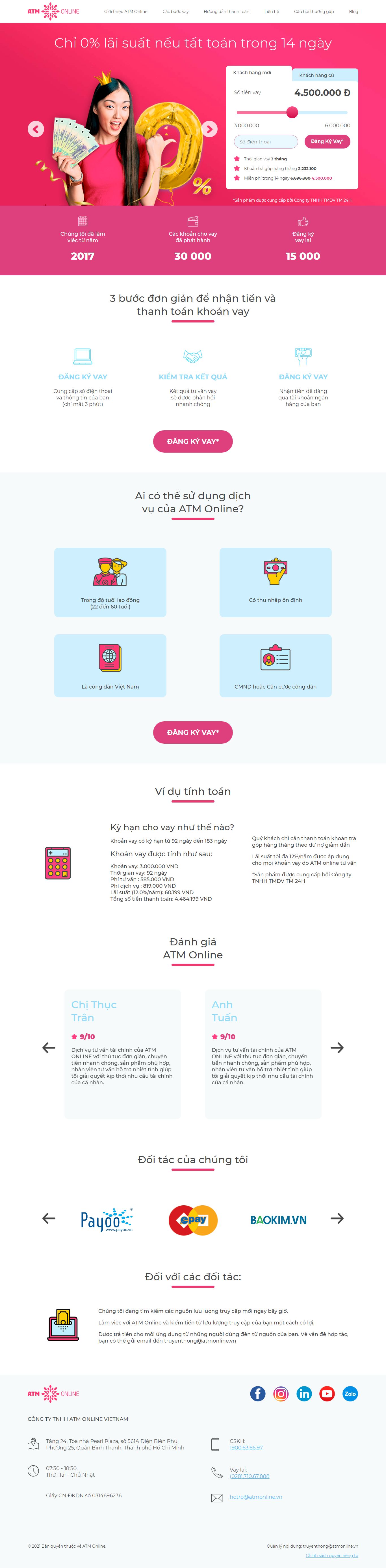 Thiết kế Website web dịch vụ tài chính - atmonlinevn