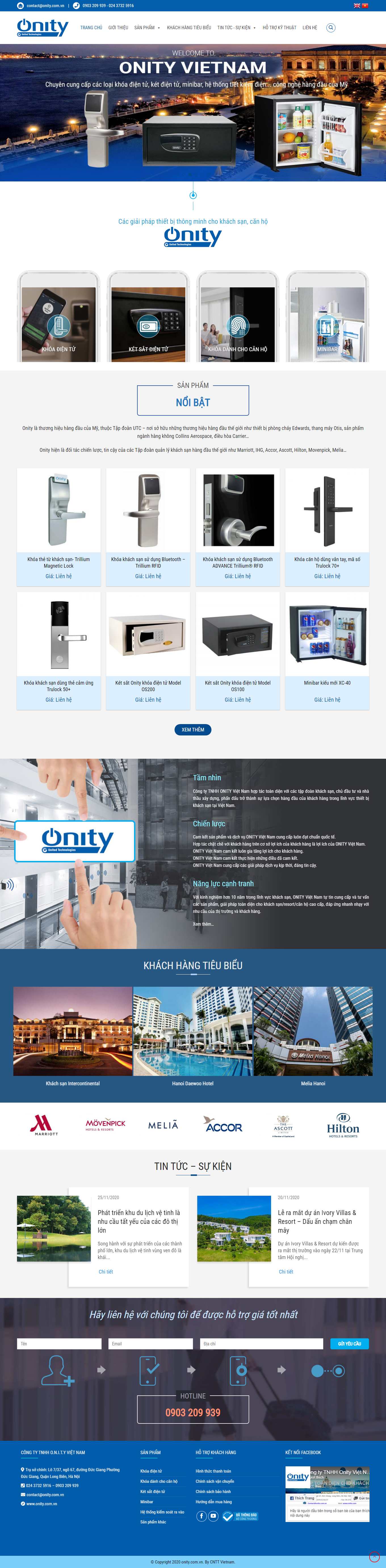 Thiết kế Website web đồ dùng khách sạn - onitycomvn