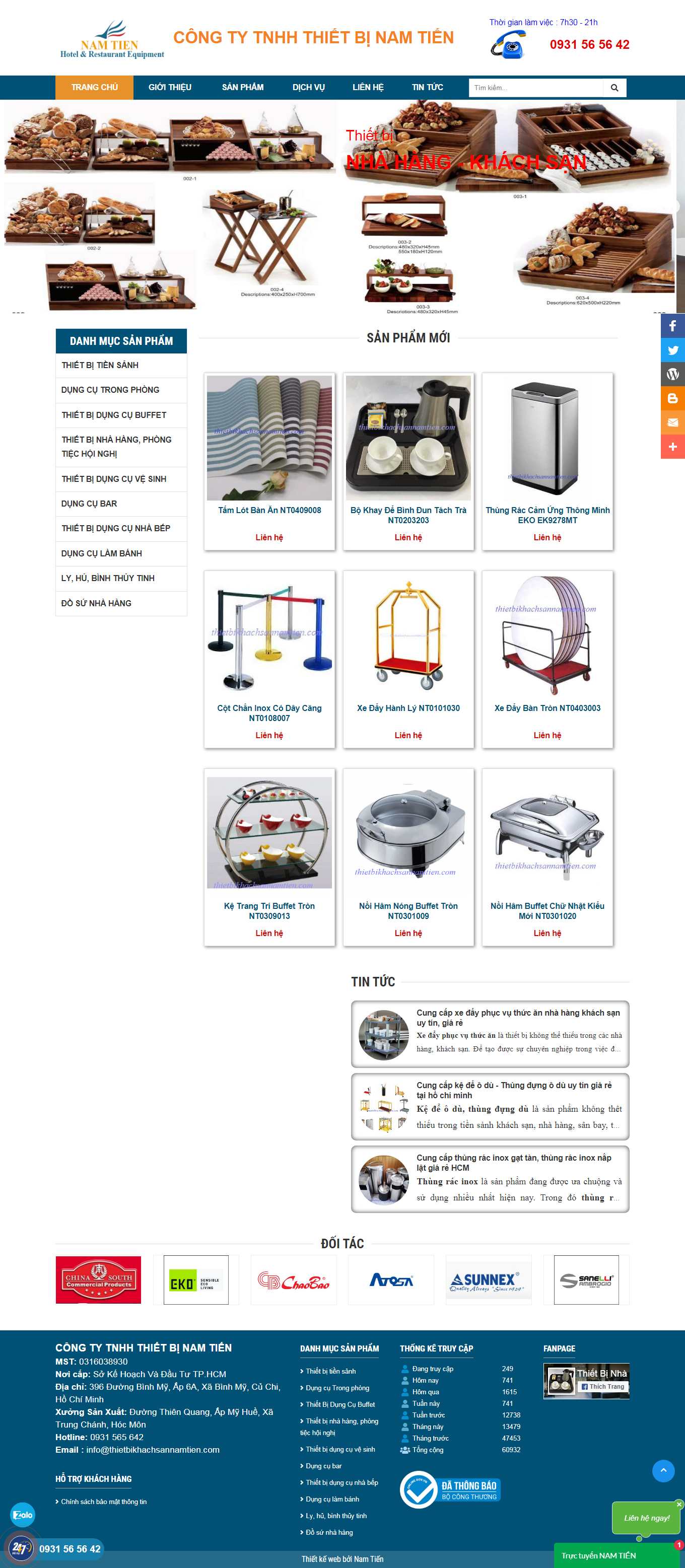 Thiết kế Website web đồ dùng khách sạn - thietbikhachsannamtiencom