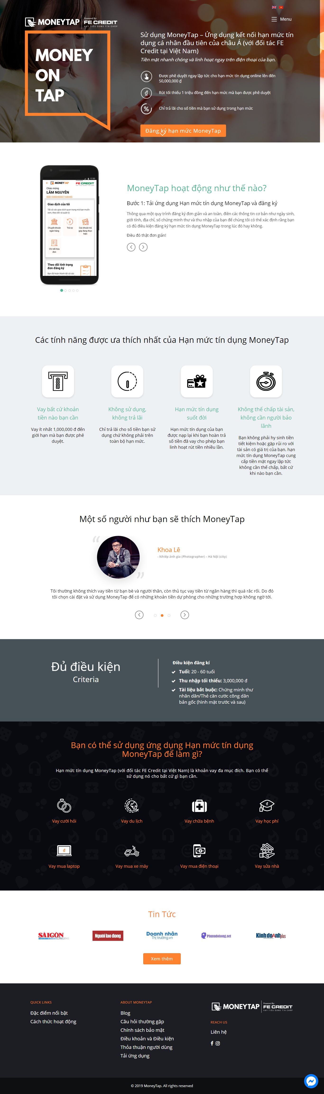 Thiết kế Website web cho vay tín dụng - wwwmoneytapvn