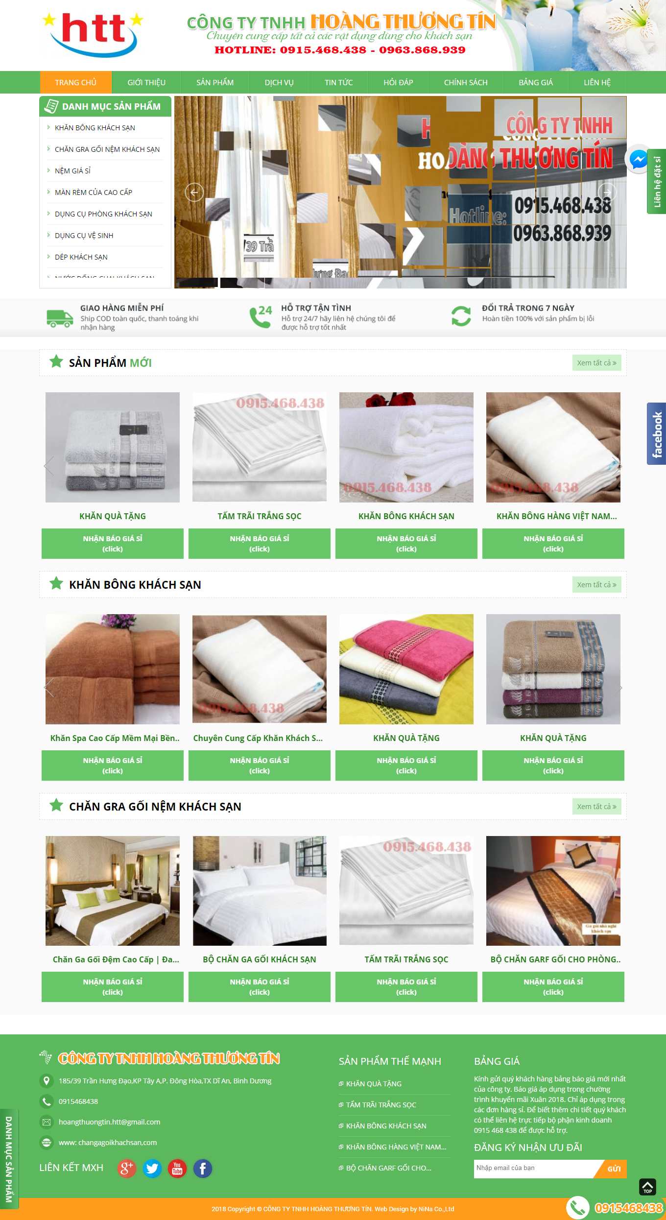 Thiết kế Website web đồ dùng khách sạn - changagoikhachsancom