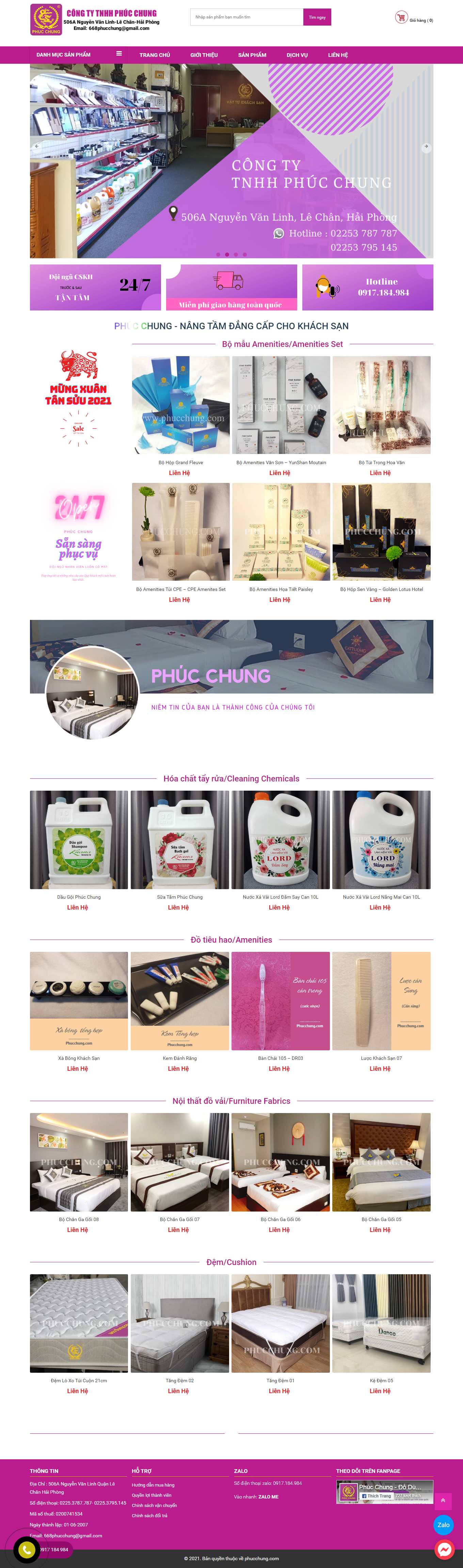 Thiết kế Website web đồ dùng khách sạn - phucchungcom