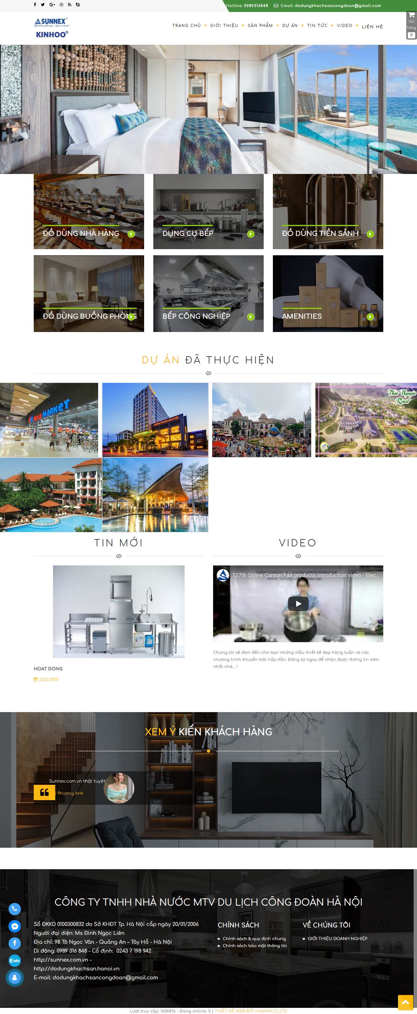 Thiết kế Website web đồ dùng khách sạn - sunnexcomvn
