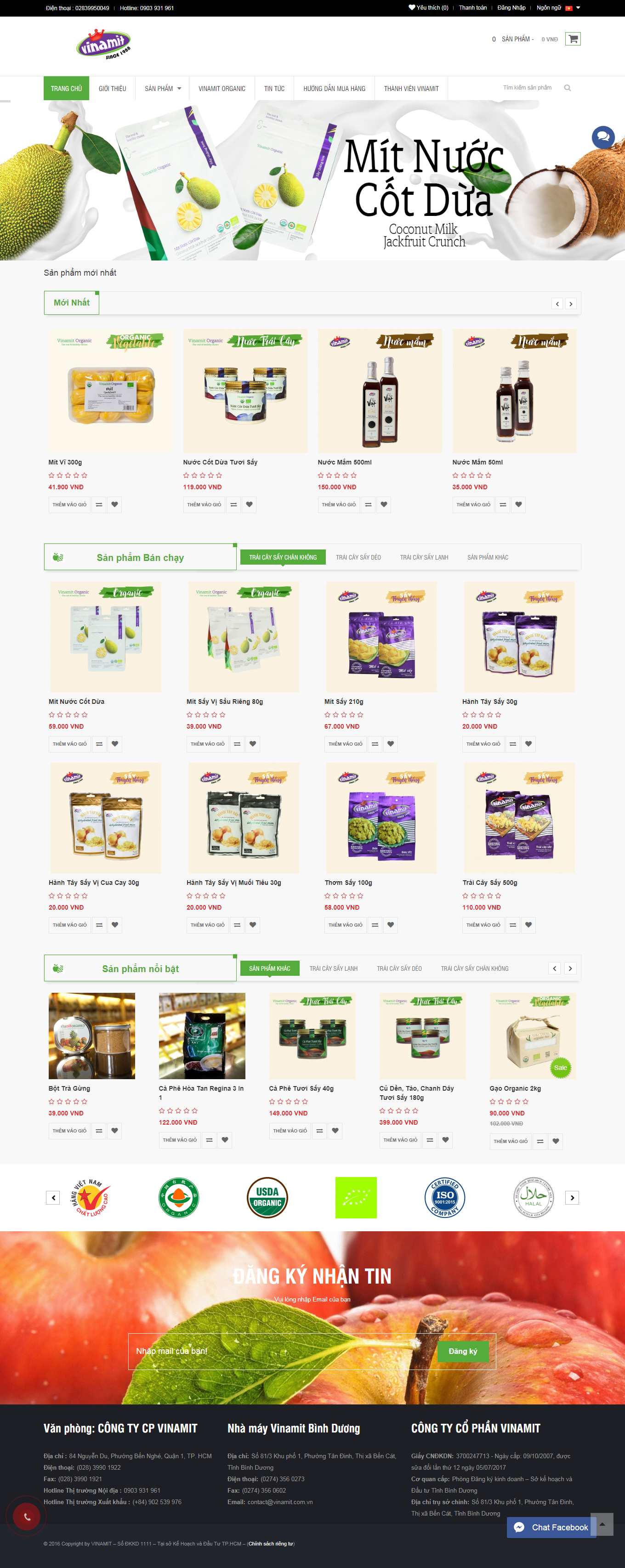 Thiết kế Website web bán hoa quả sấy - vinamitcomvn