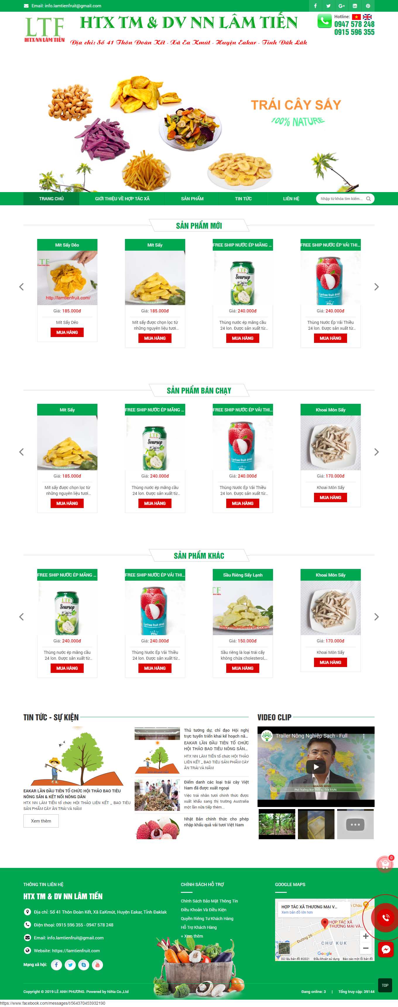 Thiết kế Website web bán hoa quả sấy - lamtienfruitcom