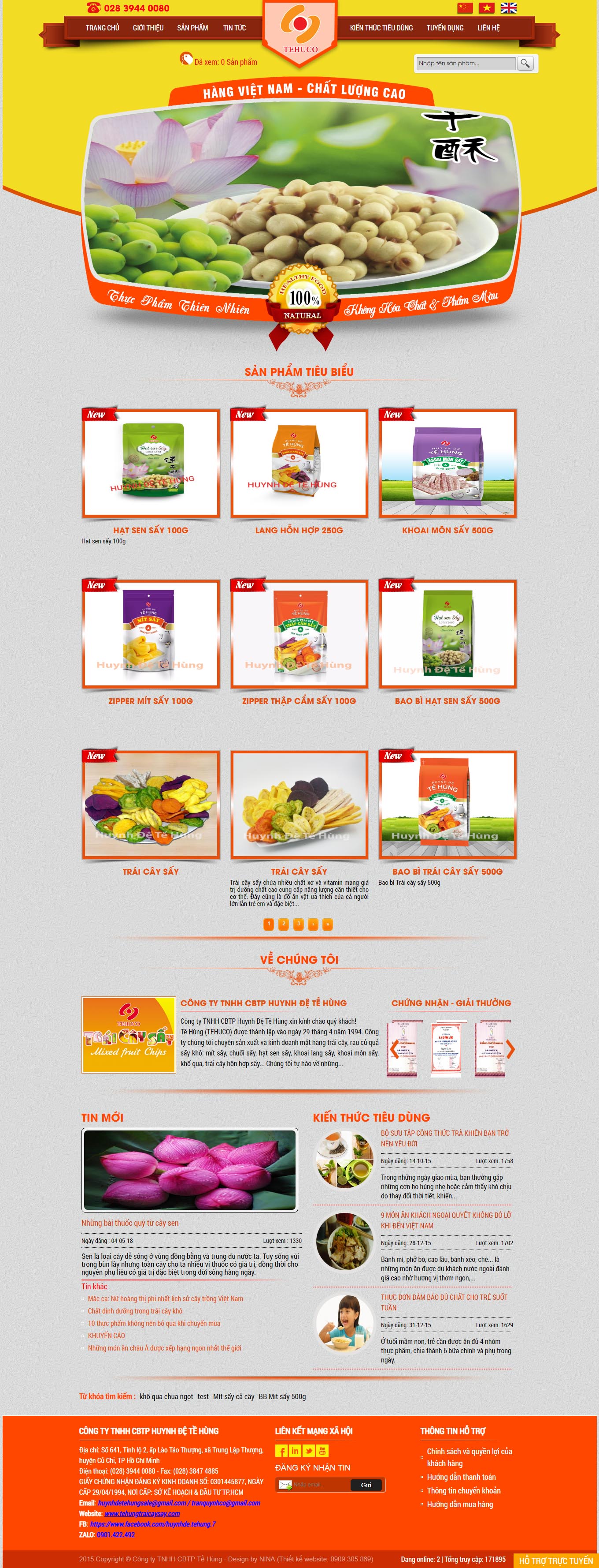 Thiết kế Website web bán hoa quả sấy - tehungtraicaysaycom