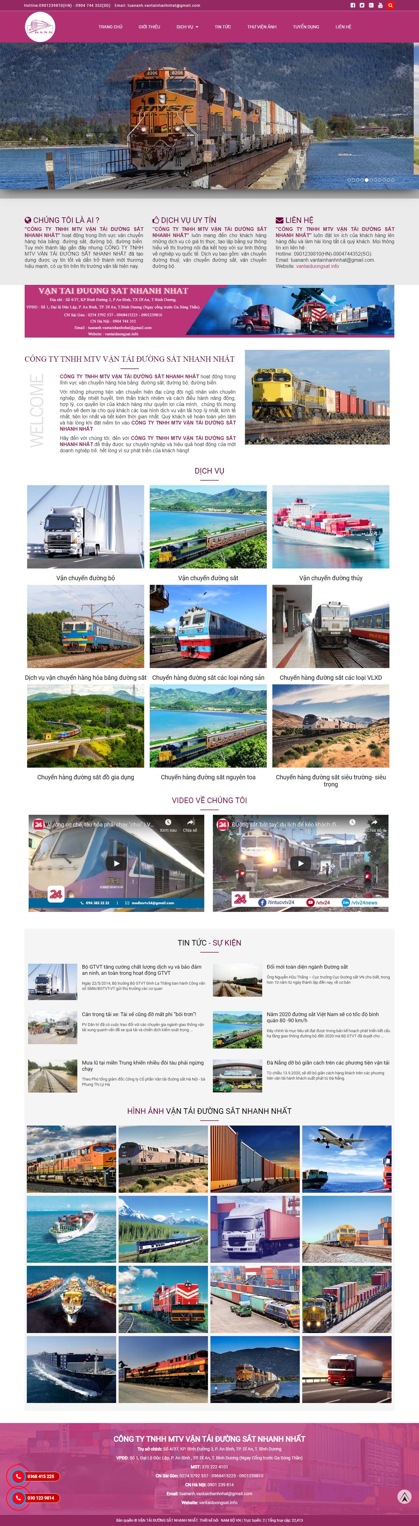 Thiết kế Website web vận tải đường sắt - vantaiduongsatinfo