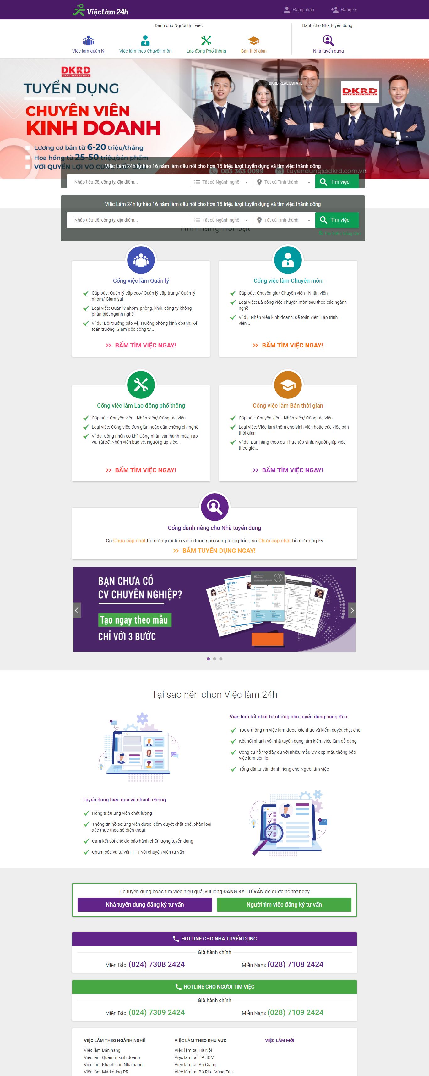 Thiết kế Website web tuyển dụng việc làm - vieclam24hvn