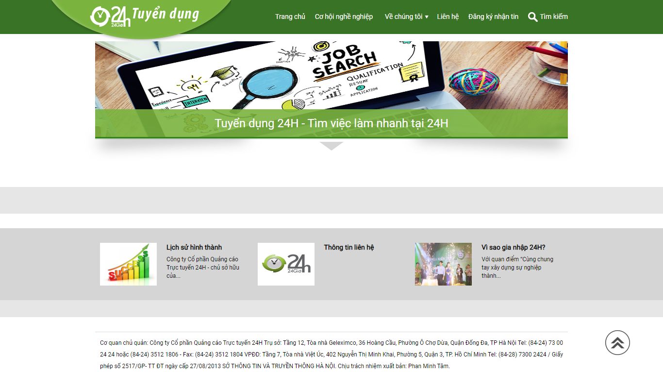 Thiết kế Website web tuyển dụng việc làm - tuyendung24hcomvn