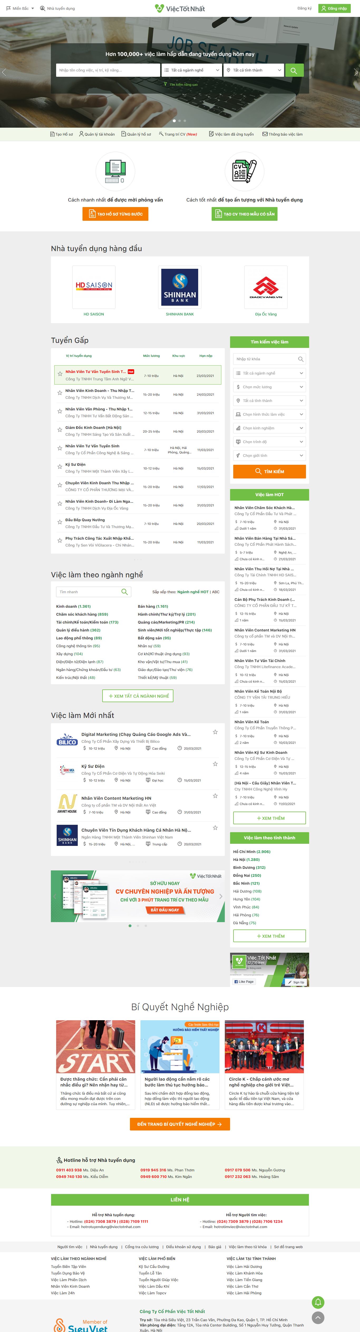 Thiết kế Website web tuyển dụng việc làm - viectotnhatcom