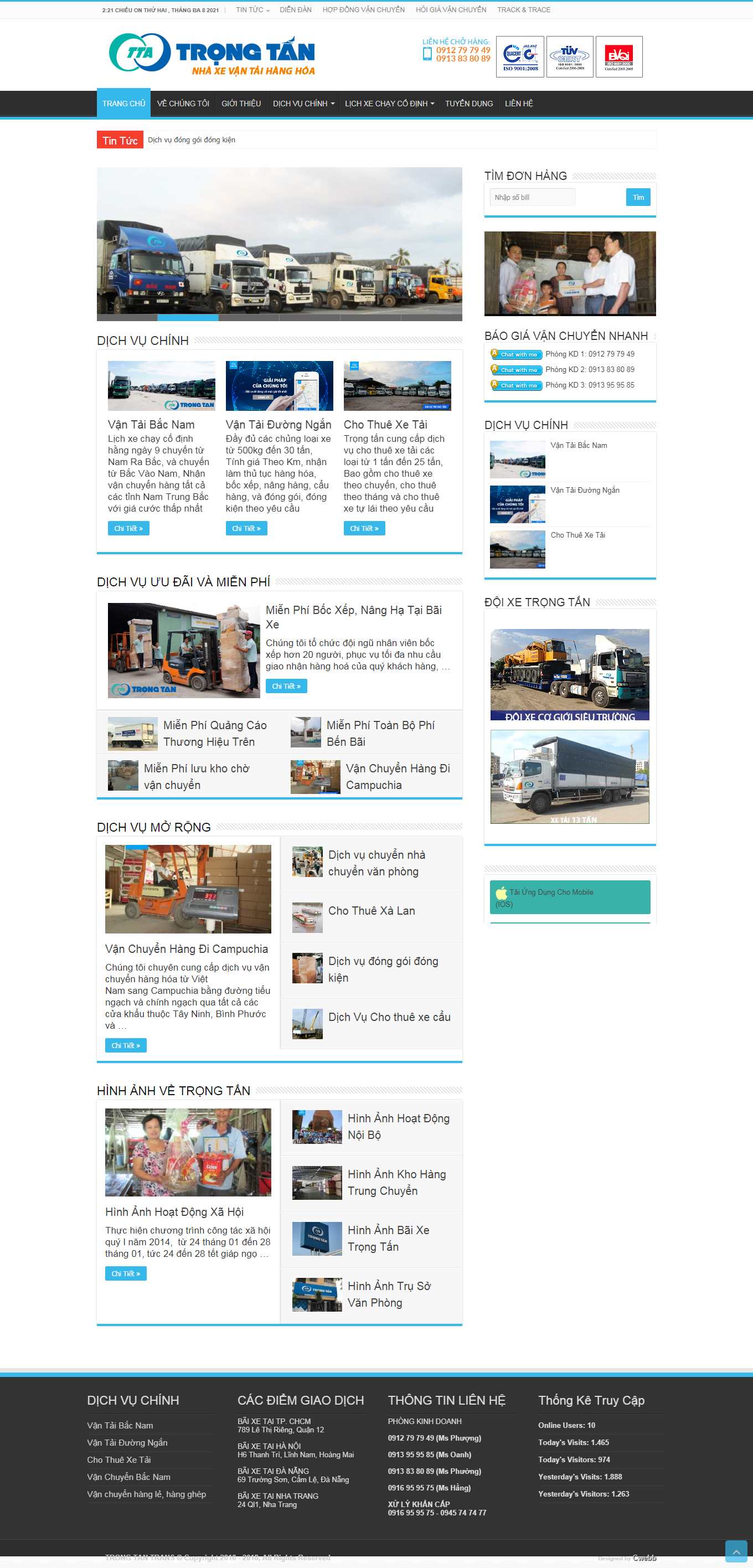 Thiết kế Website web vận tải hàng hóa - trongtanvncom