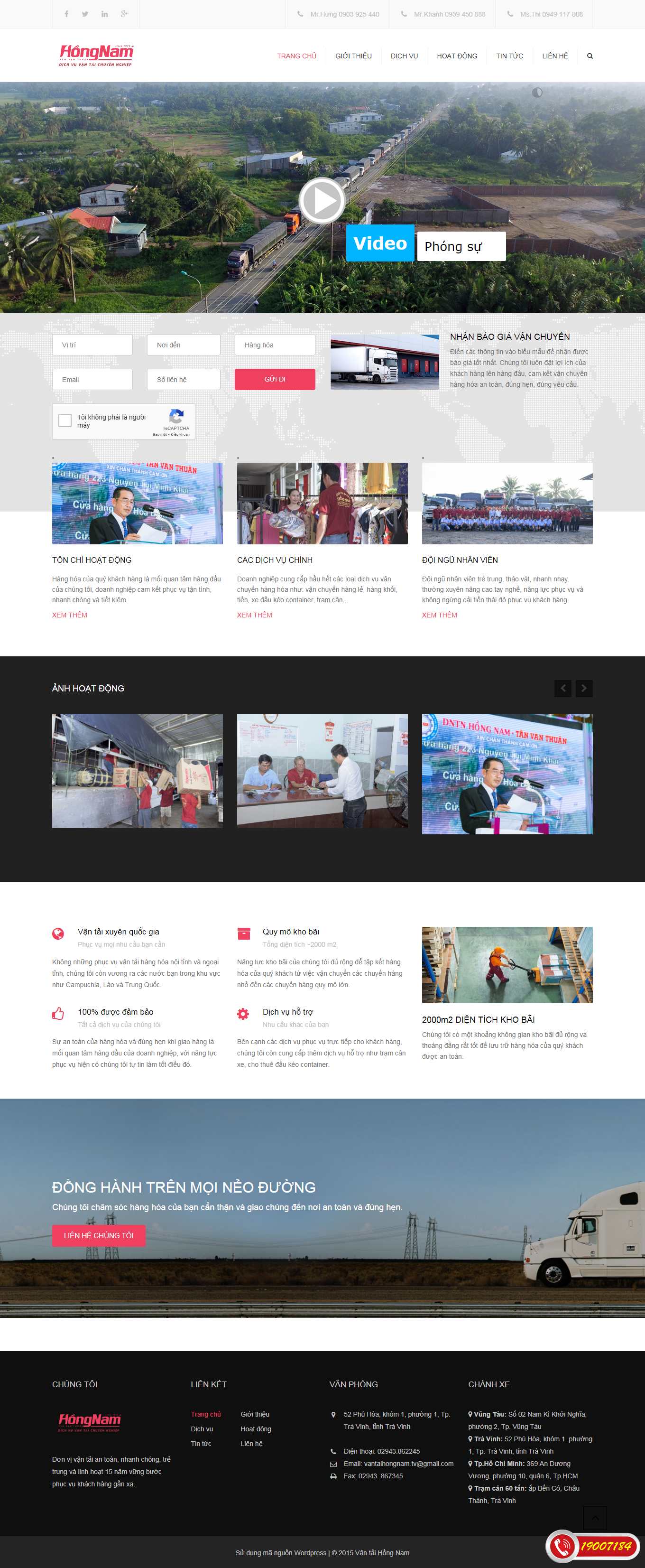 Thiết kế Website web vận tải hàng hóa - vantaihongnamvn