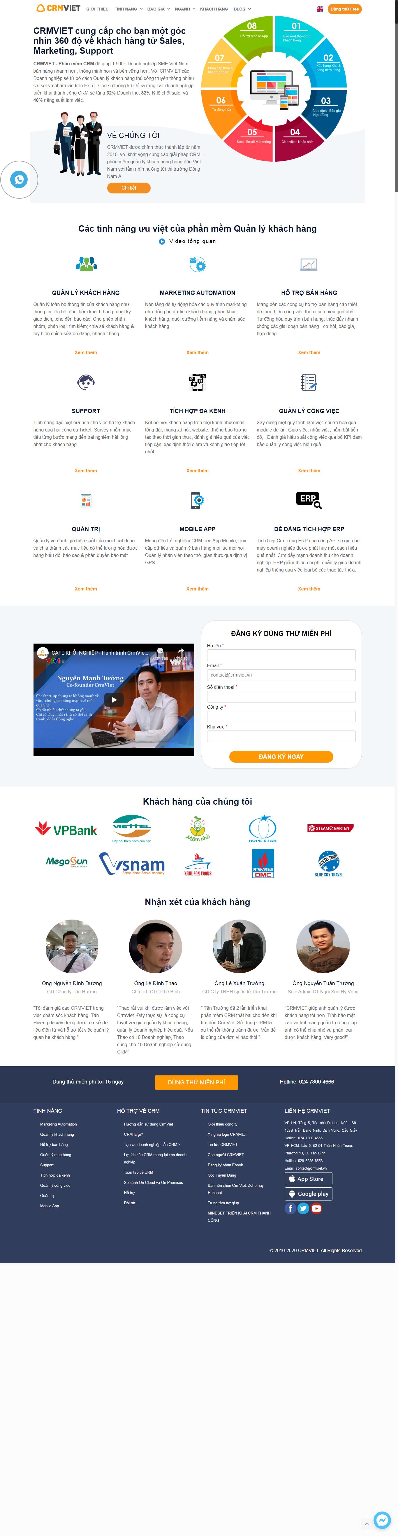 Thiết kế Website web phần mềm điện tử - crmvietvn