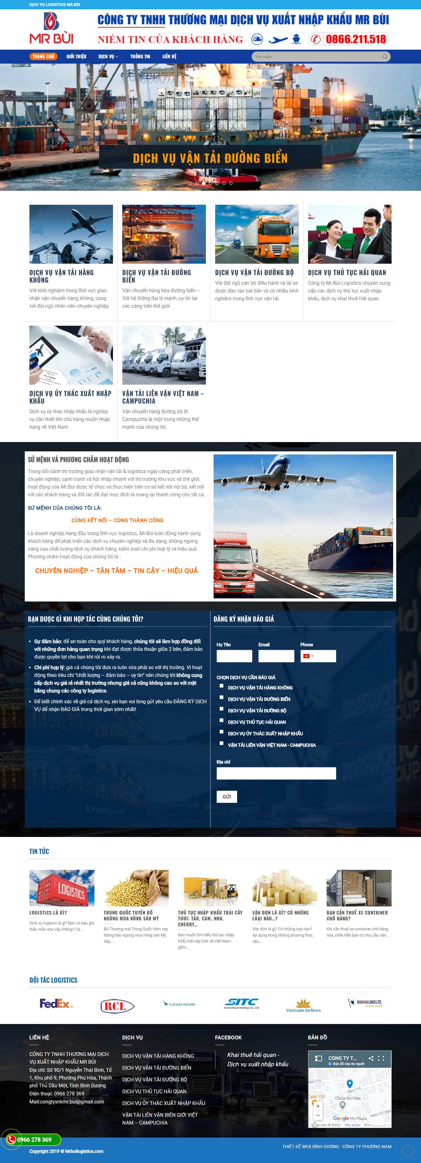 Thiết kế Website web vận tải đường biển - wwwmrbuilogisticscom