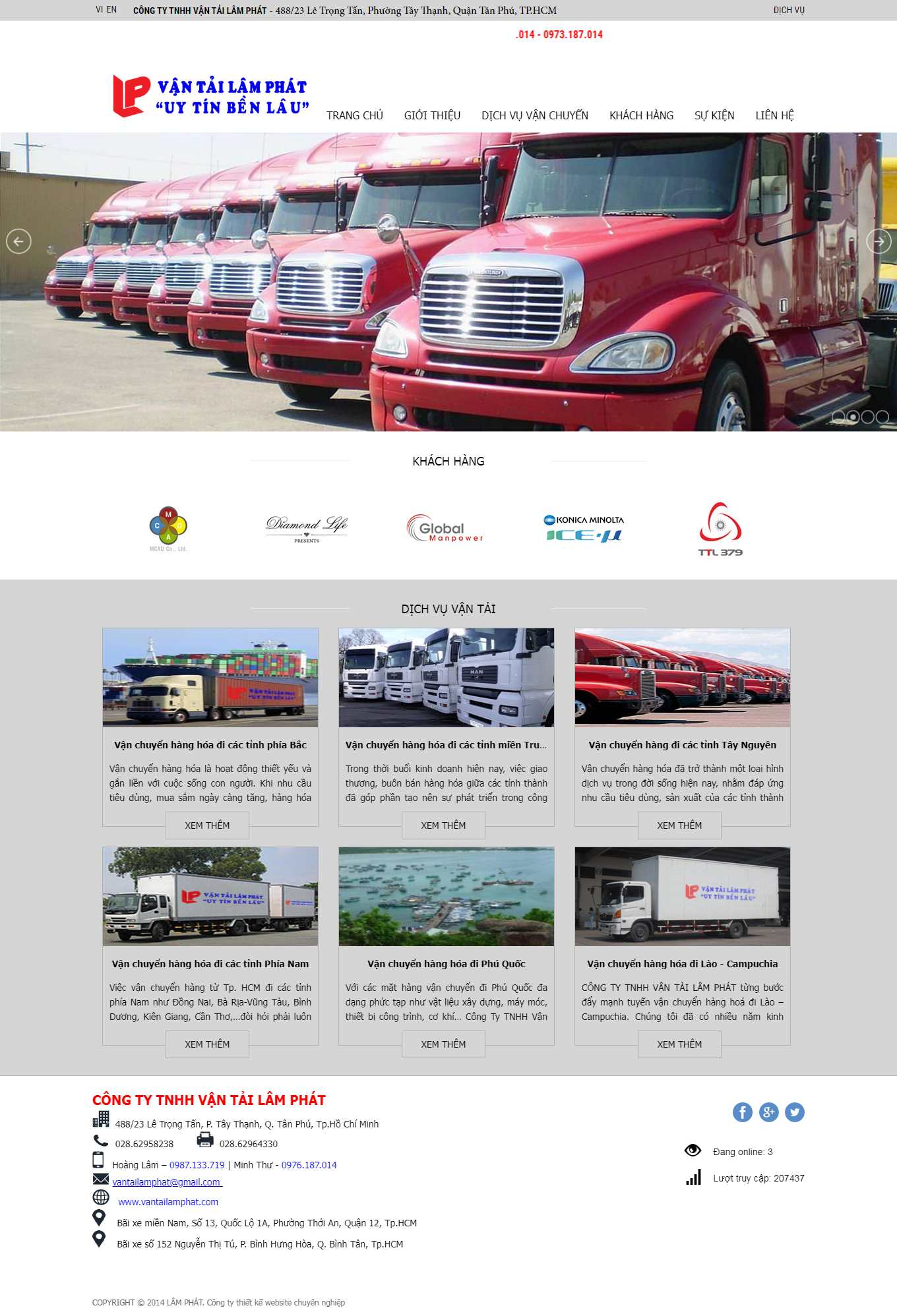 Thiết kế Website web vận tải đường biển - vantailamphatcom