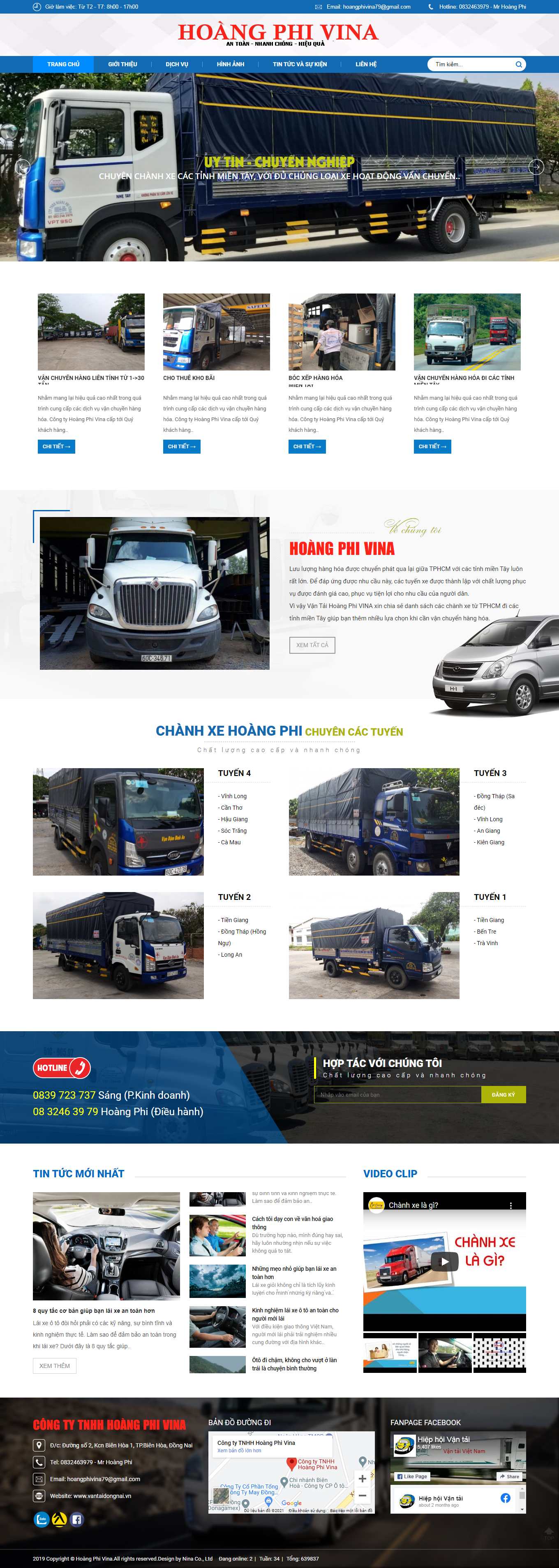 Thiết kế Website web vận tải đường biển - vantaidongnaivn