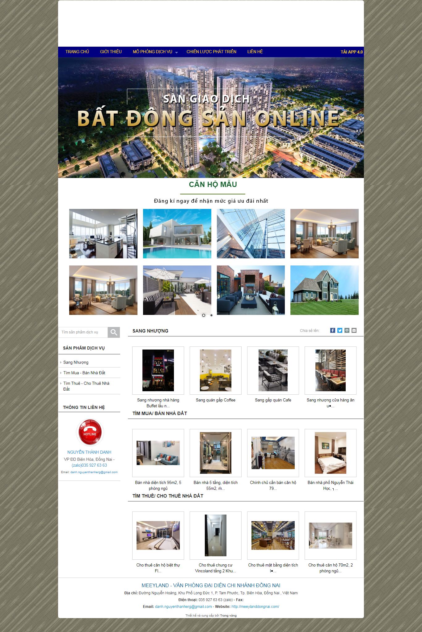 Thiết kế Website web mỗi giới bất động sản - meeylanddongnaicom