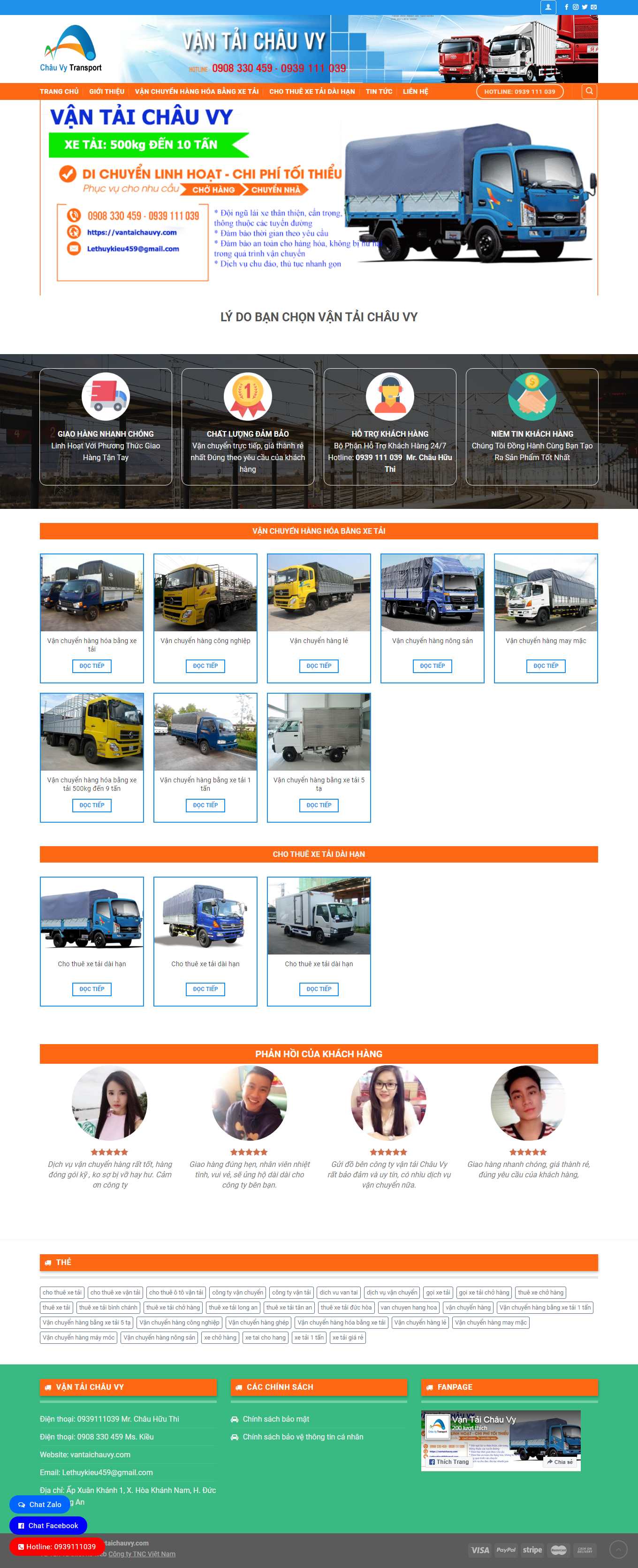 Thiết kế Website web vận tải đường biển - vantaichauvycom