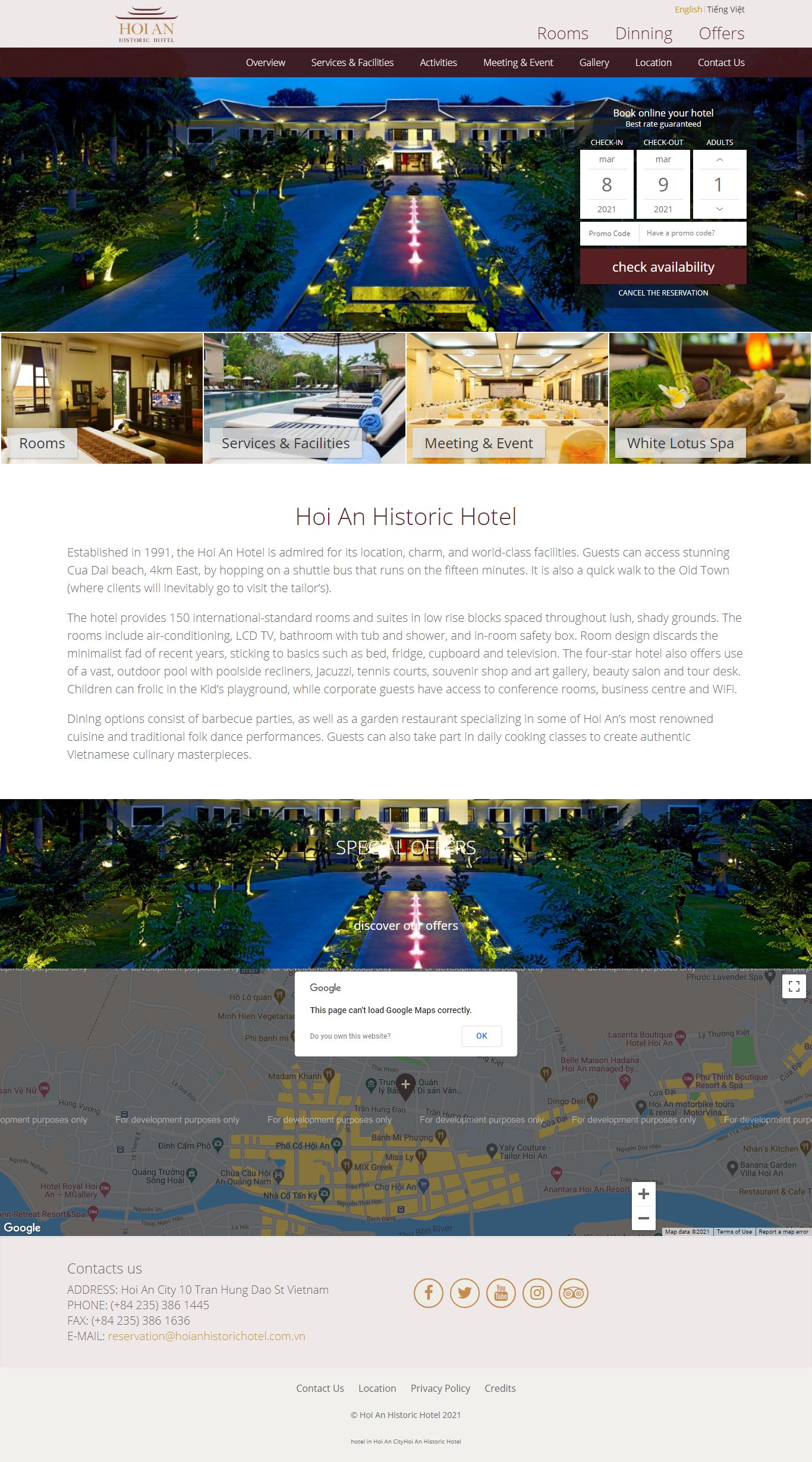 Thiết kế Website web khu nghỉ dưỡng, Resort - wwwhoianhistorichotelcomvn