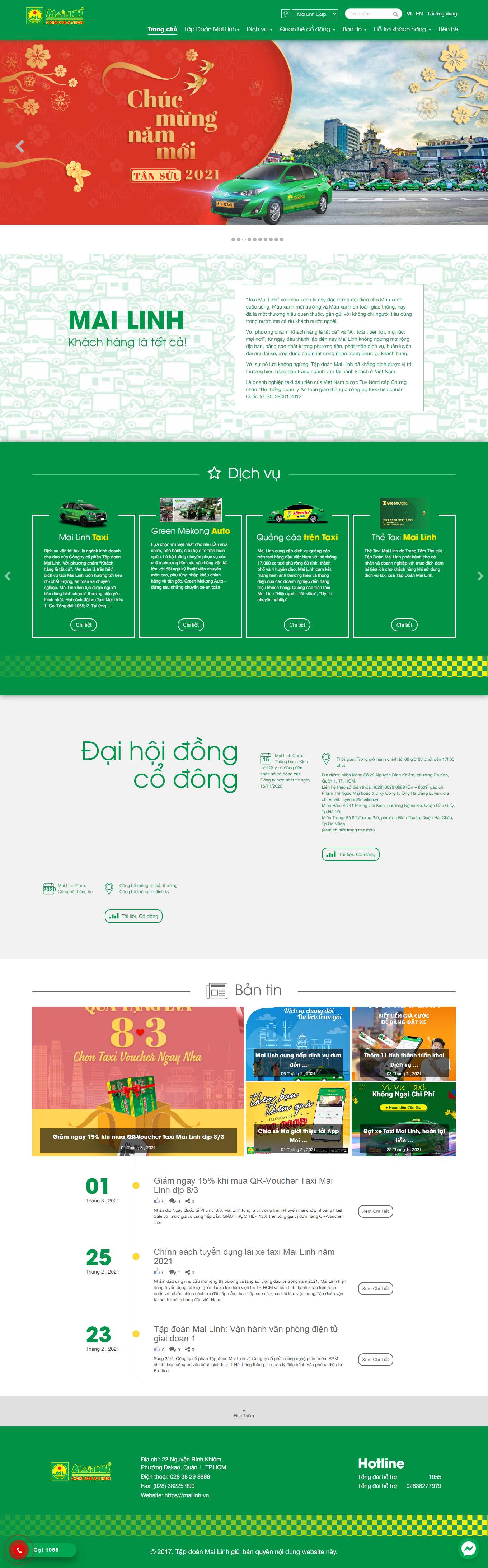 Thiết kế Website web dịch vụ taxi - mailinhvn