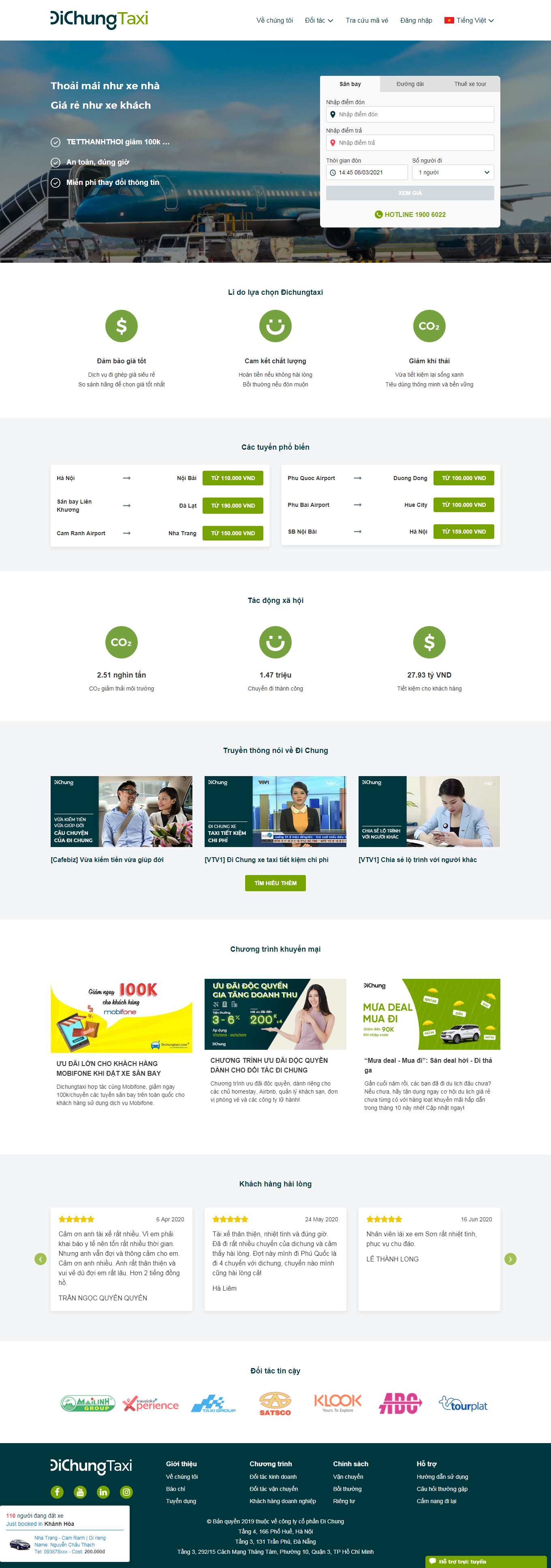 Thiết kế Website web dịch vụ taxi - dichungtaxicom