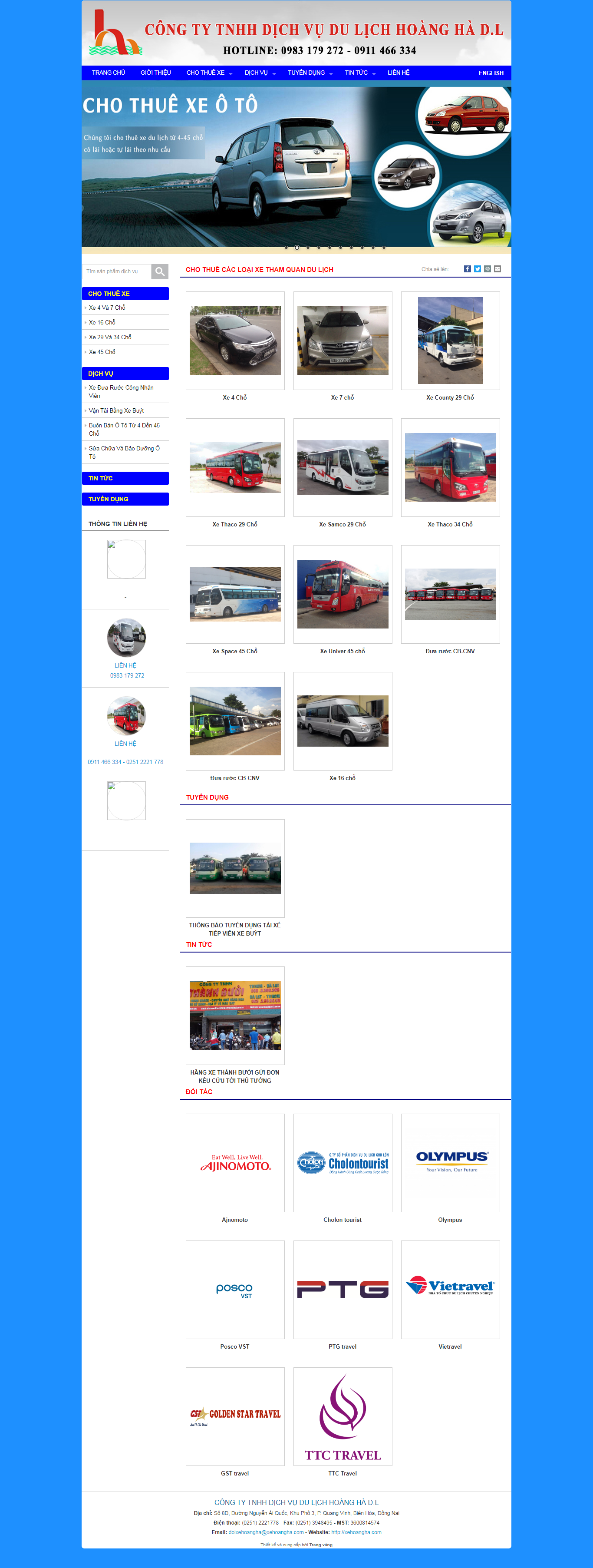 Thiết kế Website web cho thuê xe du lịch - xehoanghacom