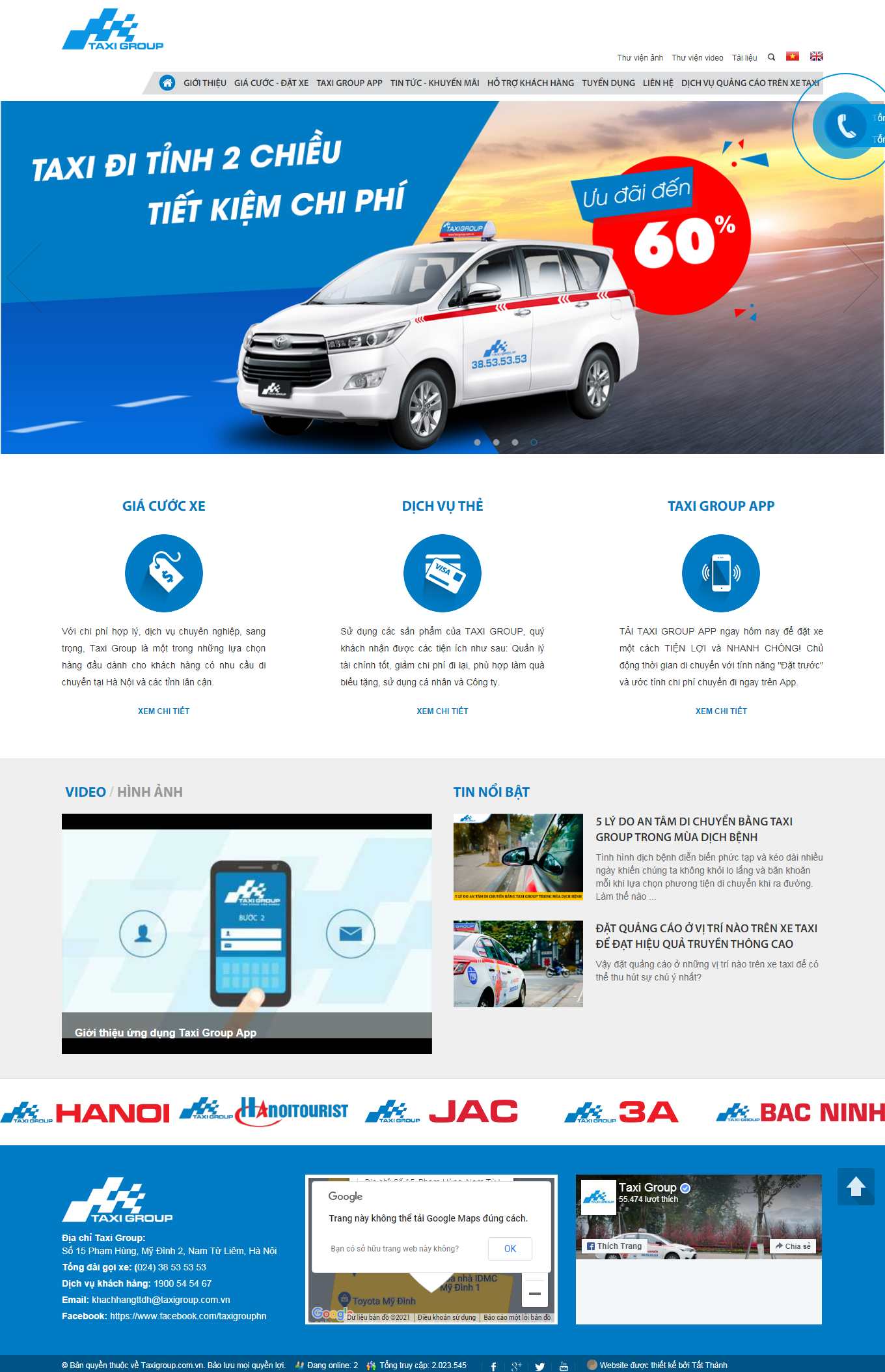 Thiết kế Website web dịch vụ taxi - taxigroupcomvn