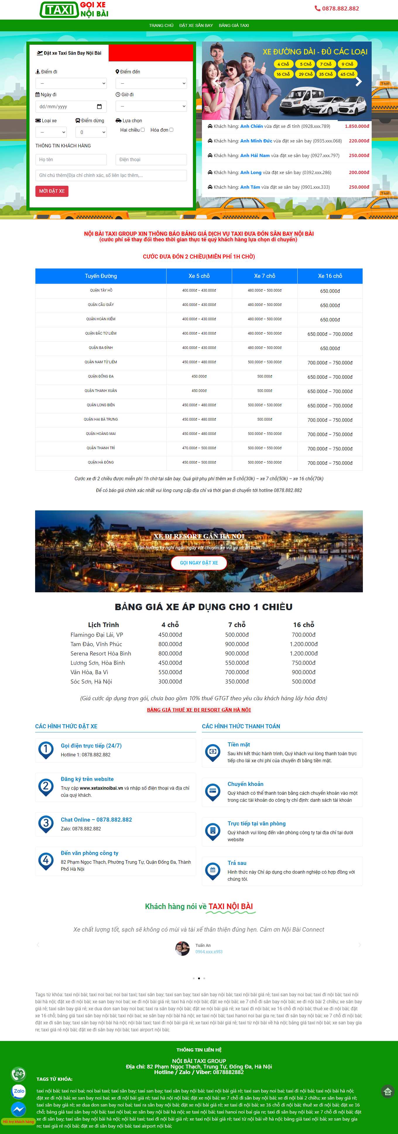 Thiết kế Website web dịch vụ taxi - xetaxinoibaivn