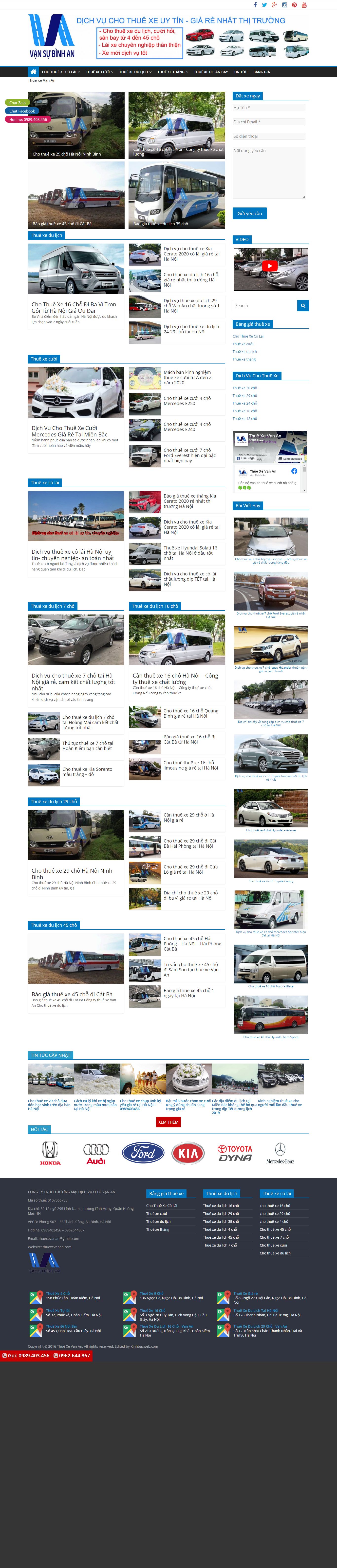Thiết kế Website web cho thuê xe du lịch - thuexevanancom