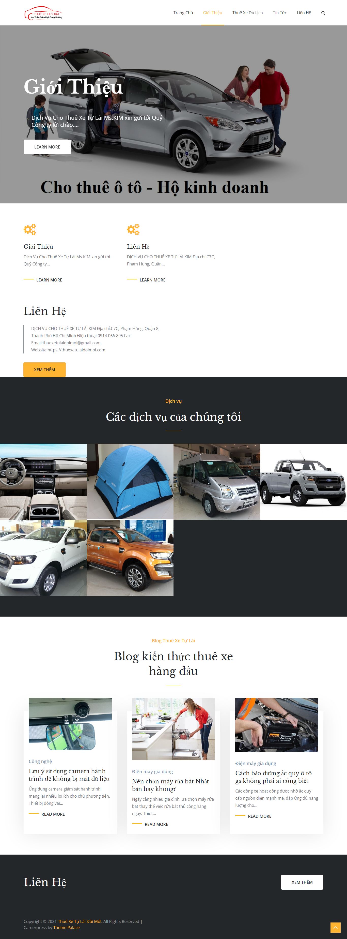 Thiết kế Website web cho thuê xe du lịch - thuexetulaidoimoicom