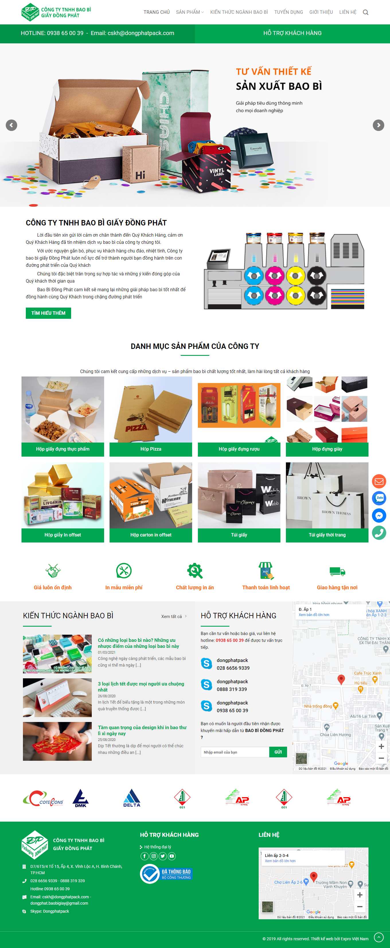 Thiết kế Website web bán hộp giấy - dongphatpackcom