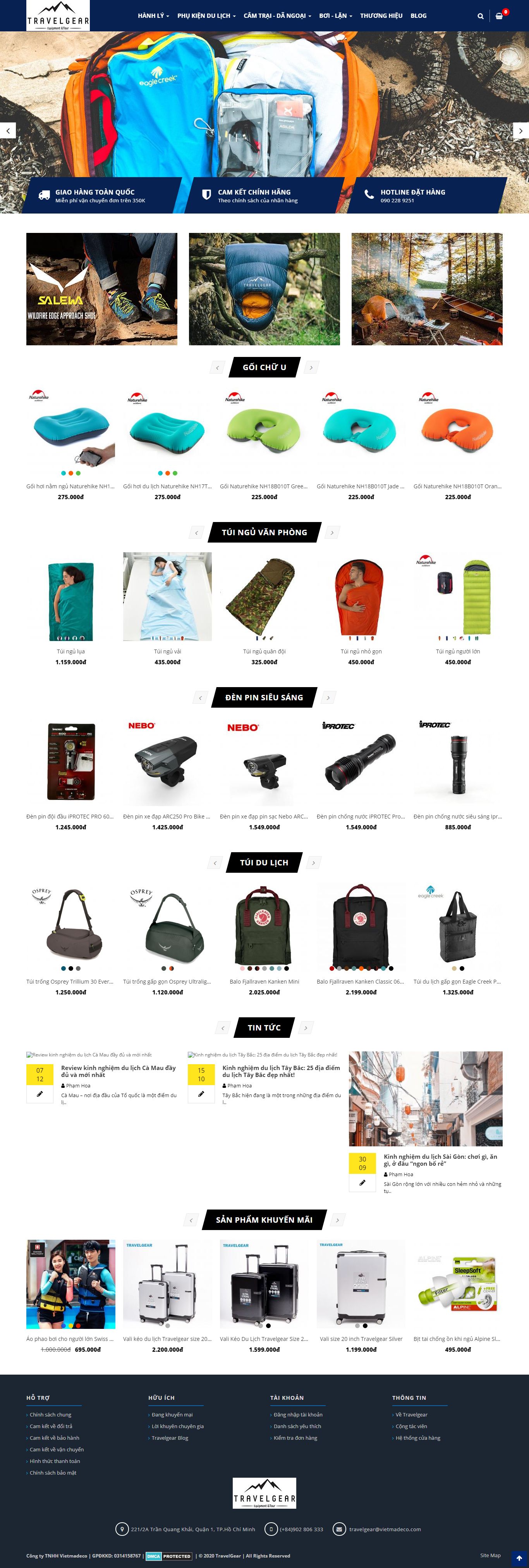 Thiết kế Website web đồ dùng du lịch - travelgearvn