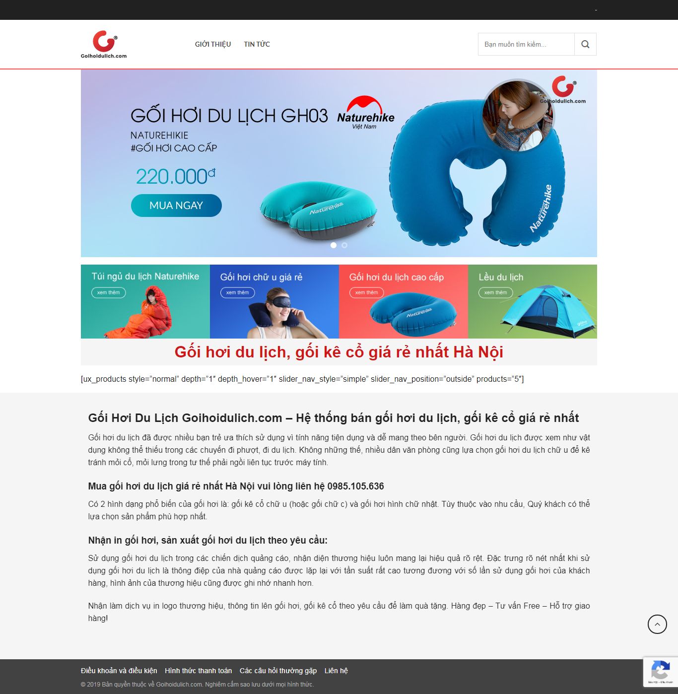 Thiết kế Website web đồ dùng du lịch - goihoidulichcom