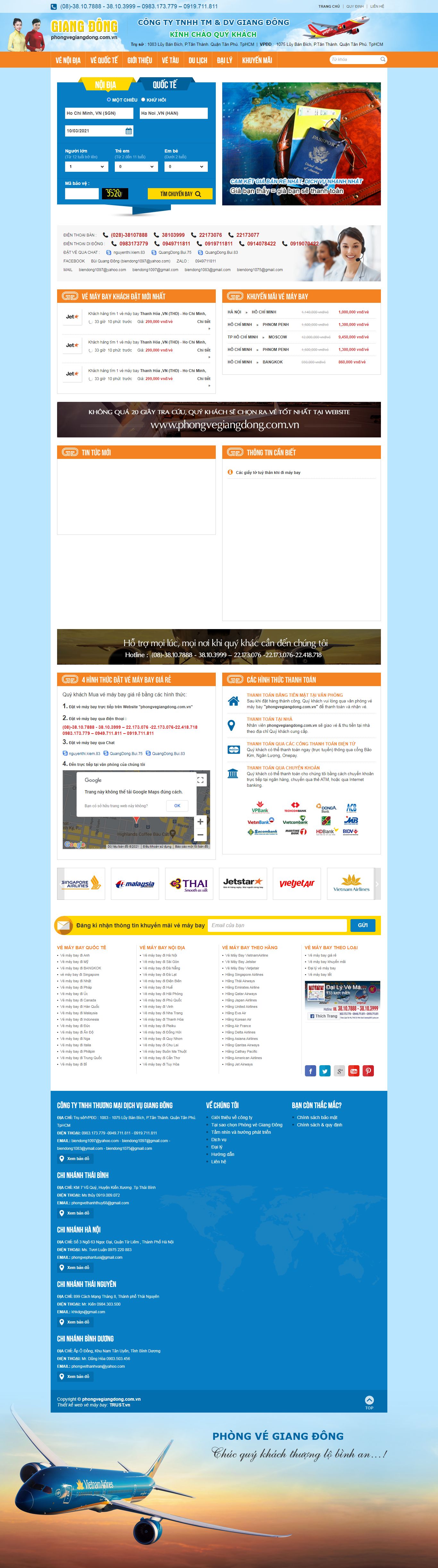 Thiết kế Website web đại lý vé tàu - phongvegiangdongcomvn