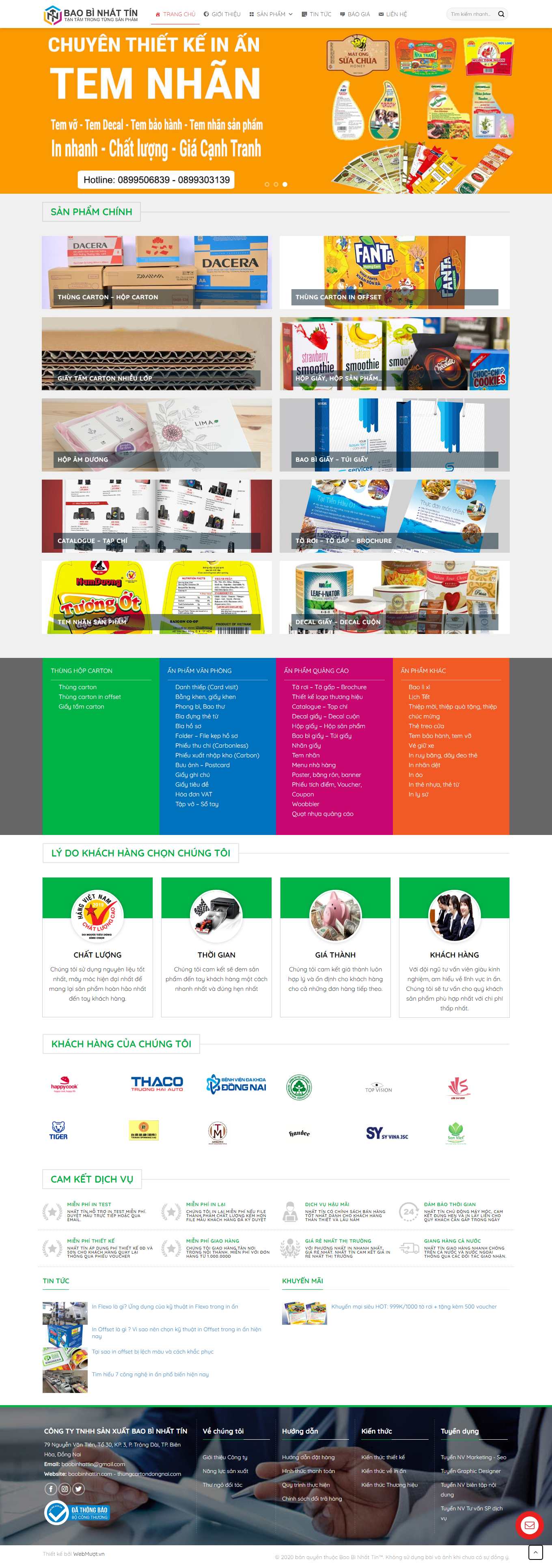 Thiết kế Website web bán hộp giấy - baobinhattincom