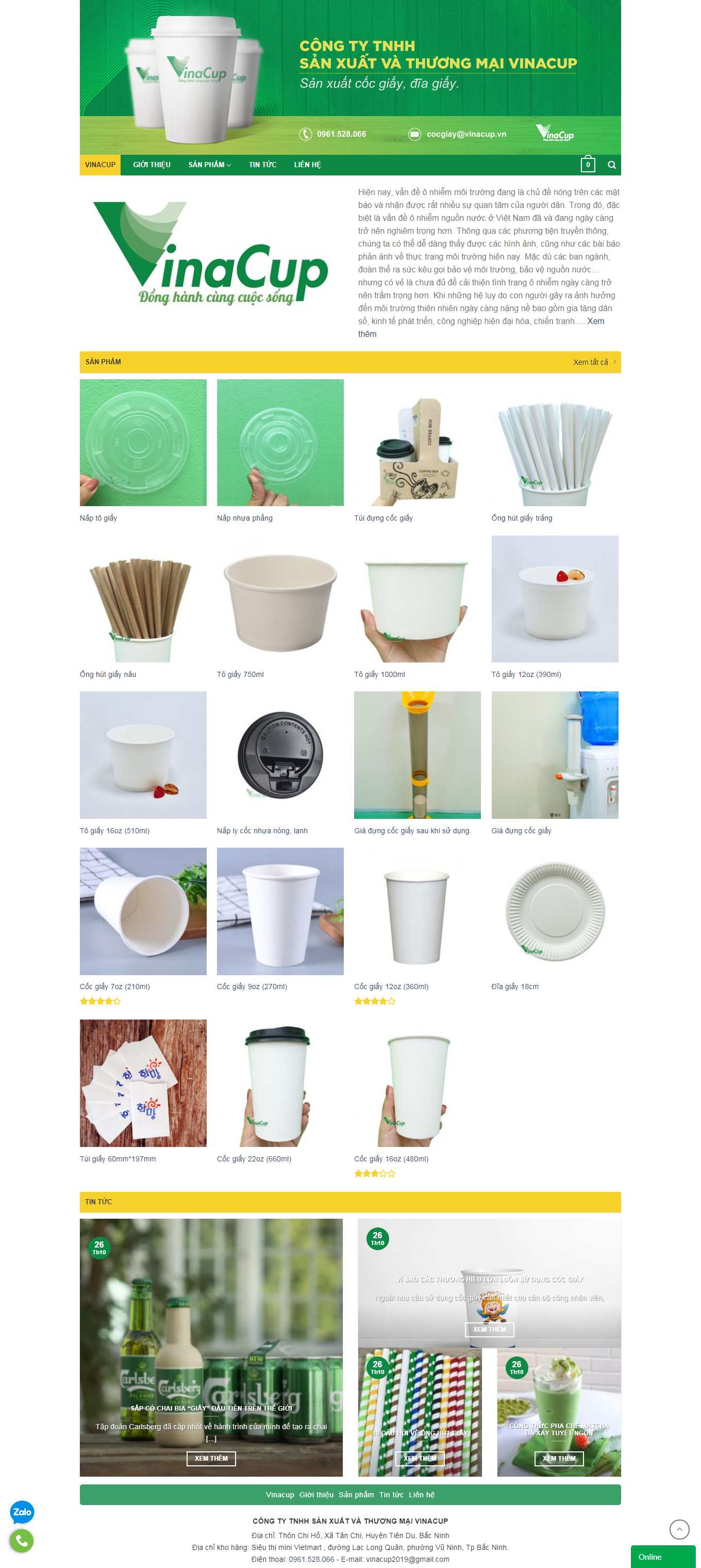 Thiết kế Website web ống hút giấy - vinacupvn