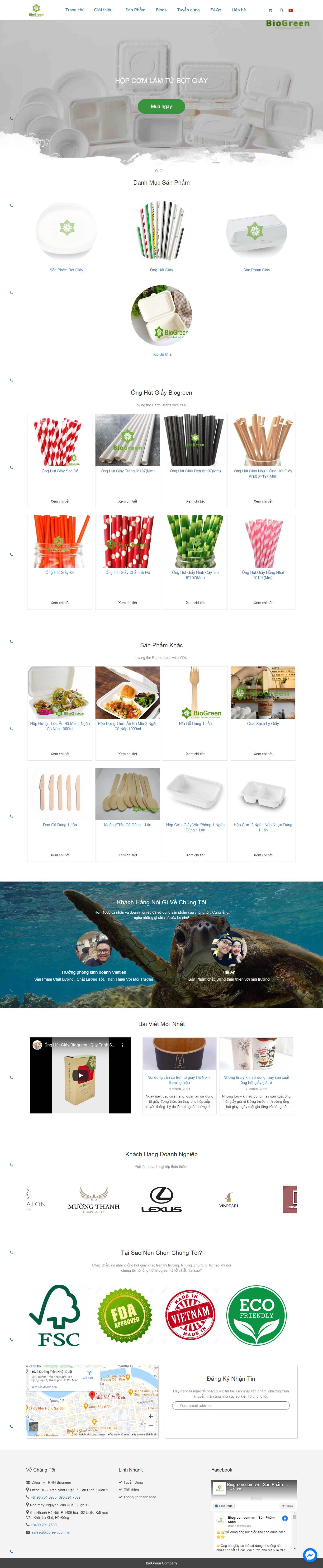 Thiết kế Website web ống hút giấy - biogreencomvn