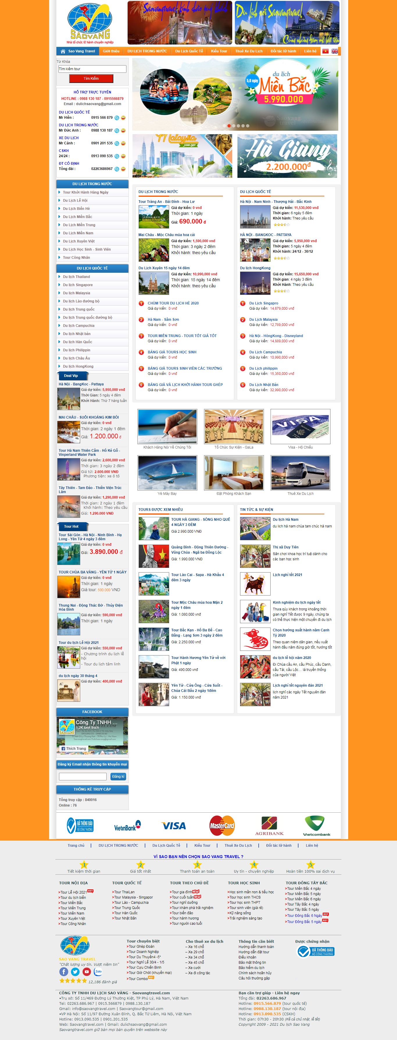 Thiết kế Website web bán vé tàu - saovangtravelcom