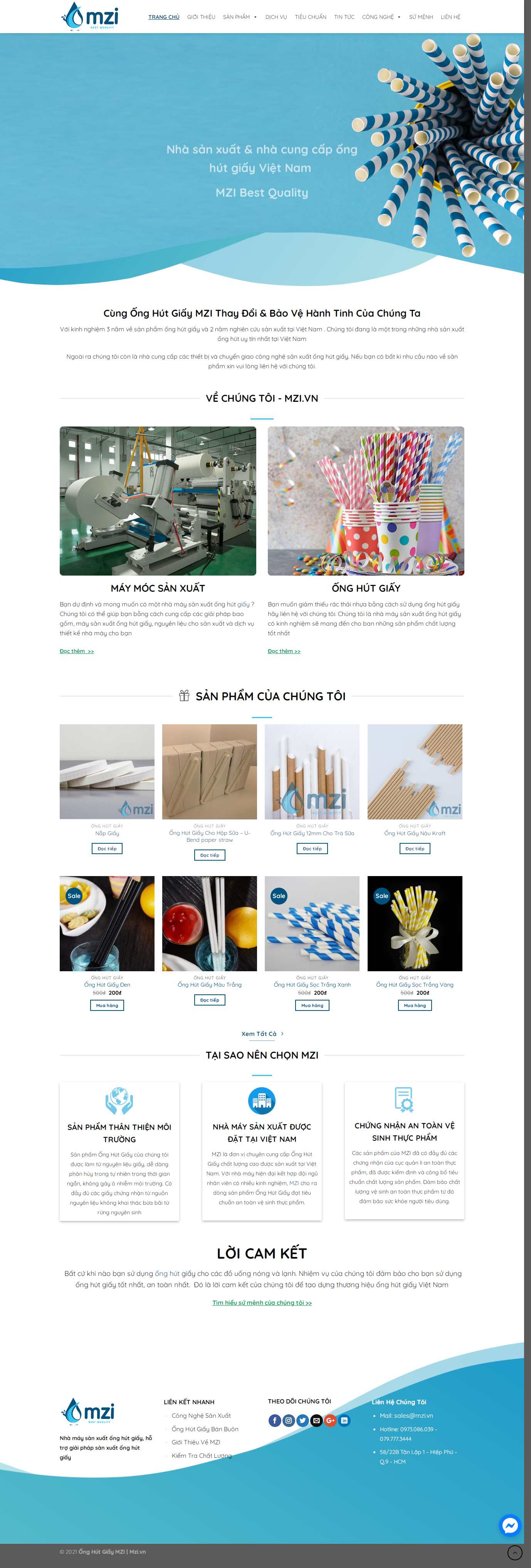 Thiết kế Website web ống hút giấy - mzivn