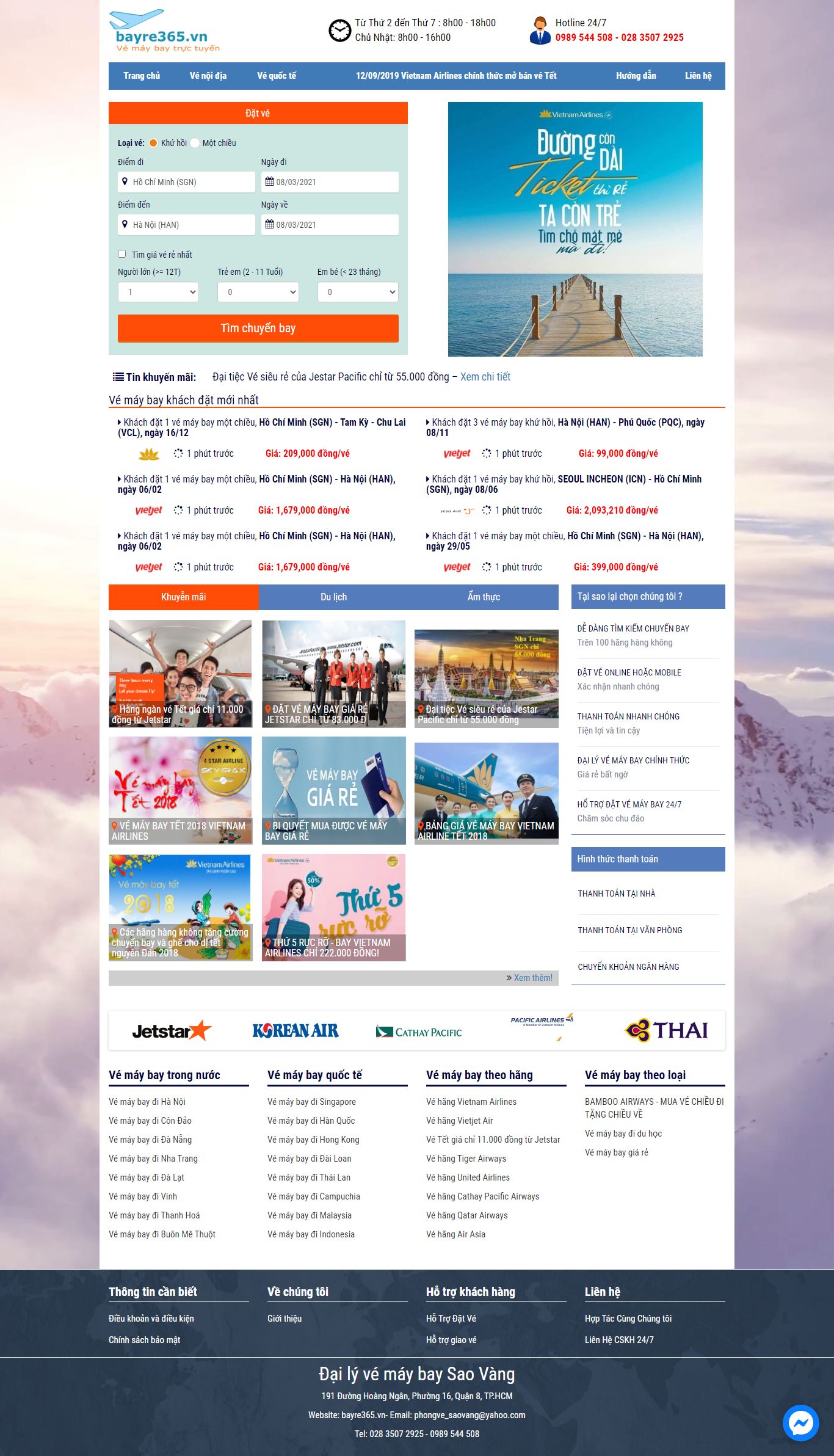 Thiết kế Website web đại lý vé máy bay - bayre365vn