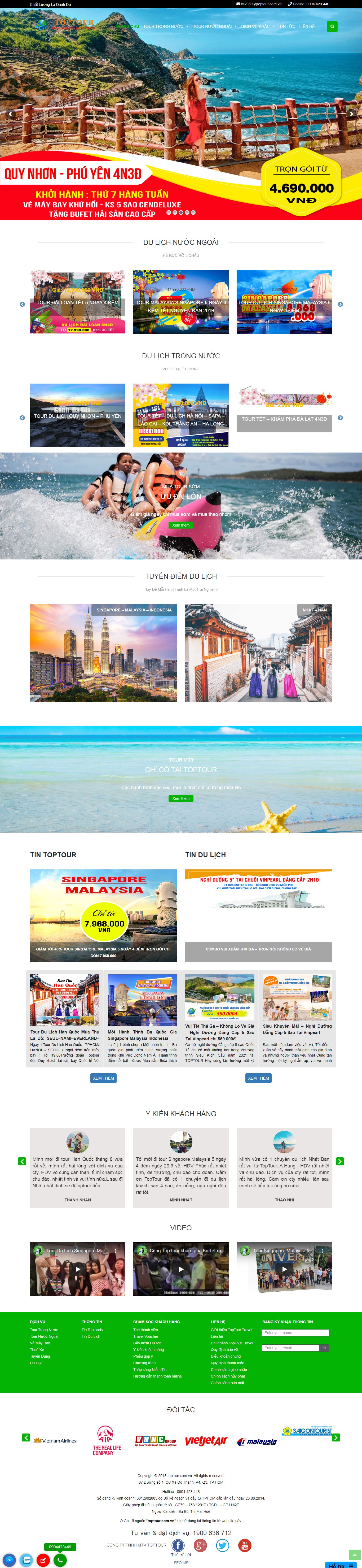 Thiết kế Website web đại lý vé máy bay - toptourcomvn