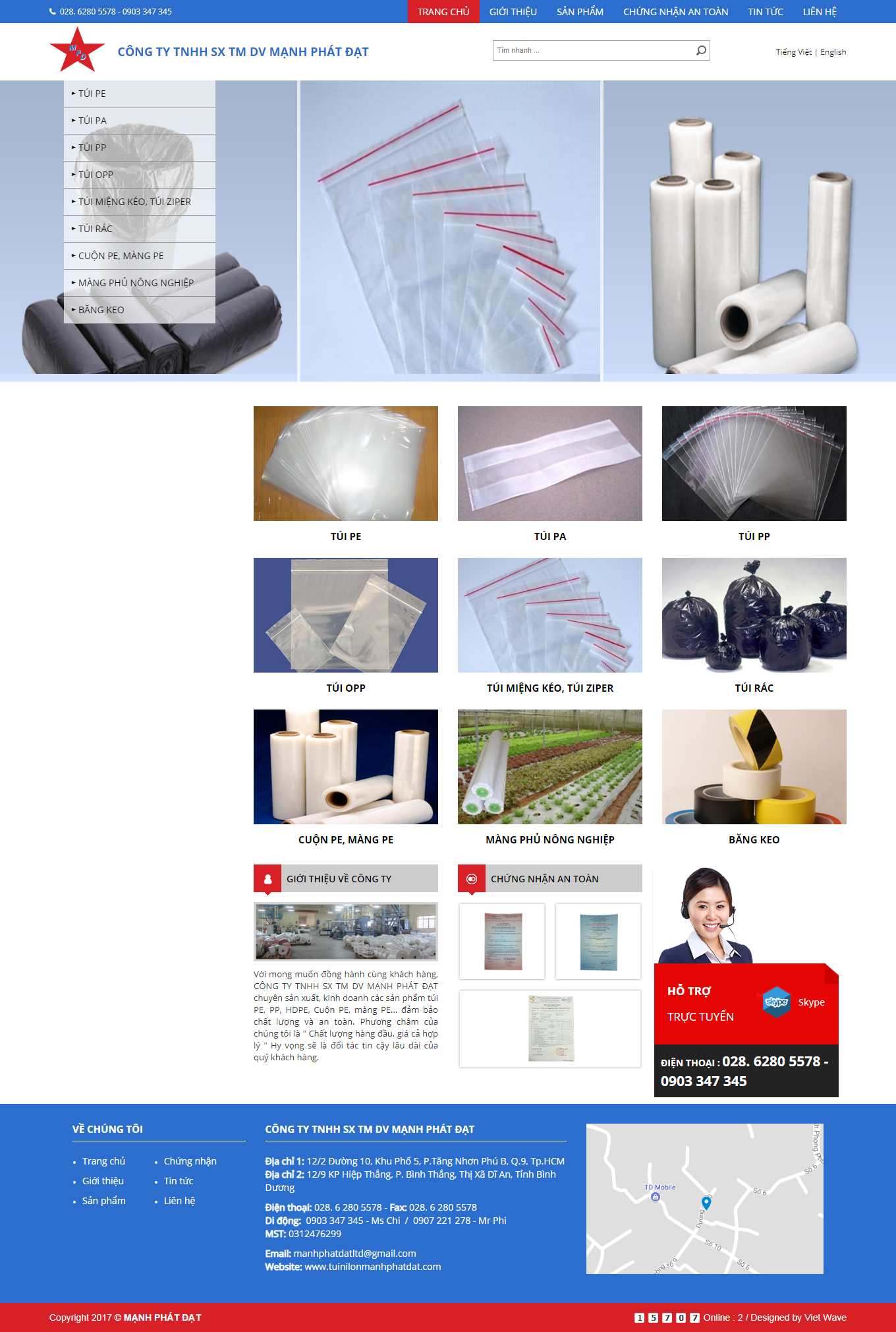 Thiết kế Website web màng phủ công nghiệp - tuinilonmanhphatdatcom