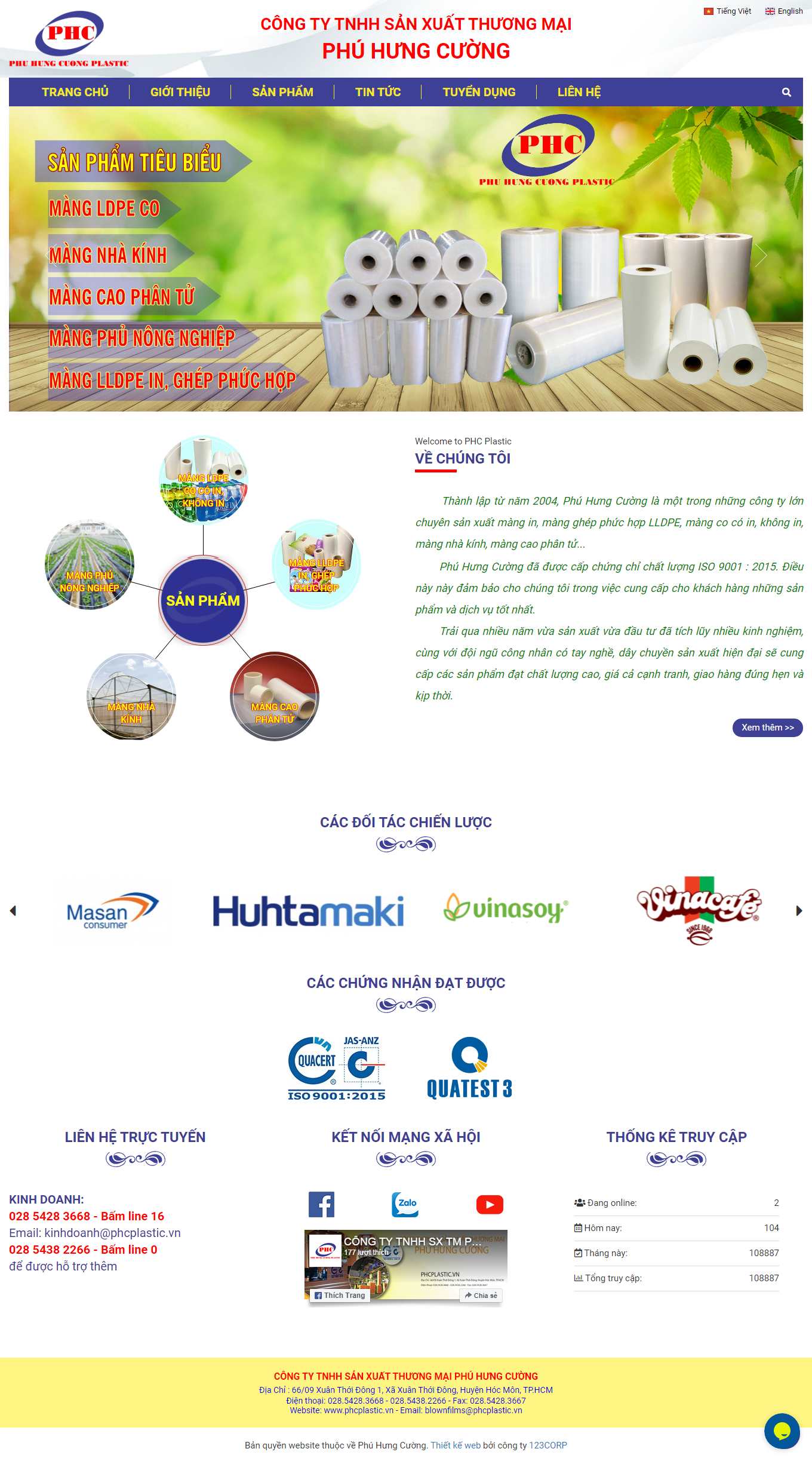 Thiết kế Website web màng phủ công nghiệp - phcplasticvn
