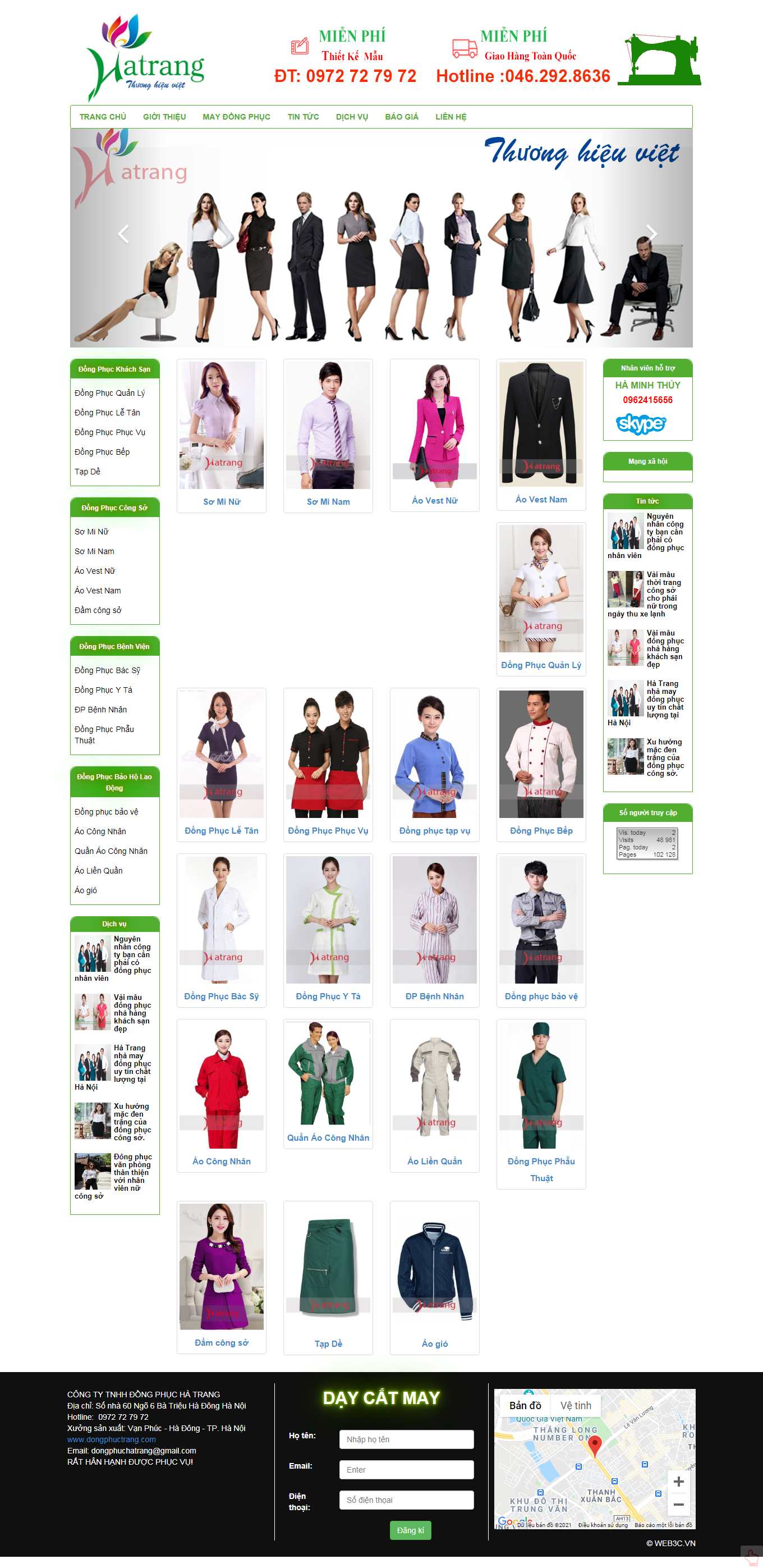 Thiết kế Website web đồ bảo hộ - dongphuchatrangcom